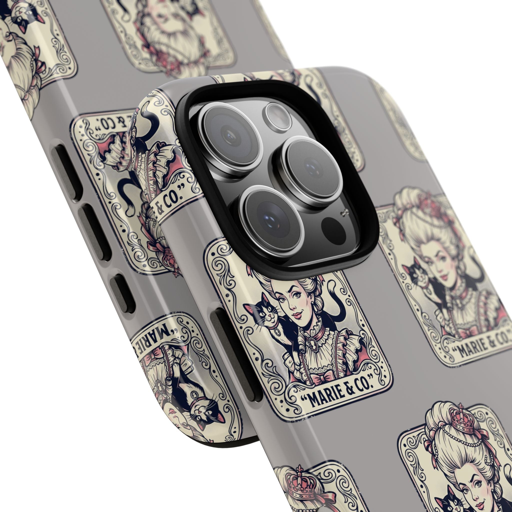 Marie Antoinette & Cat Pattern Tough Phone Case