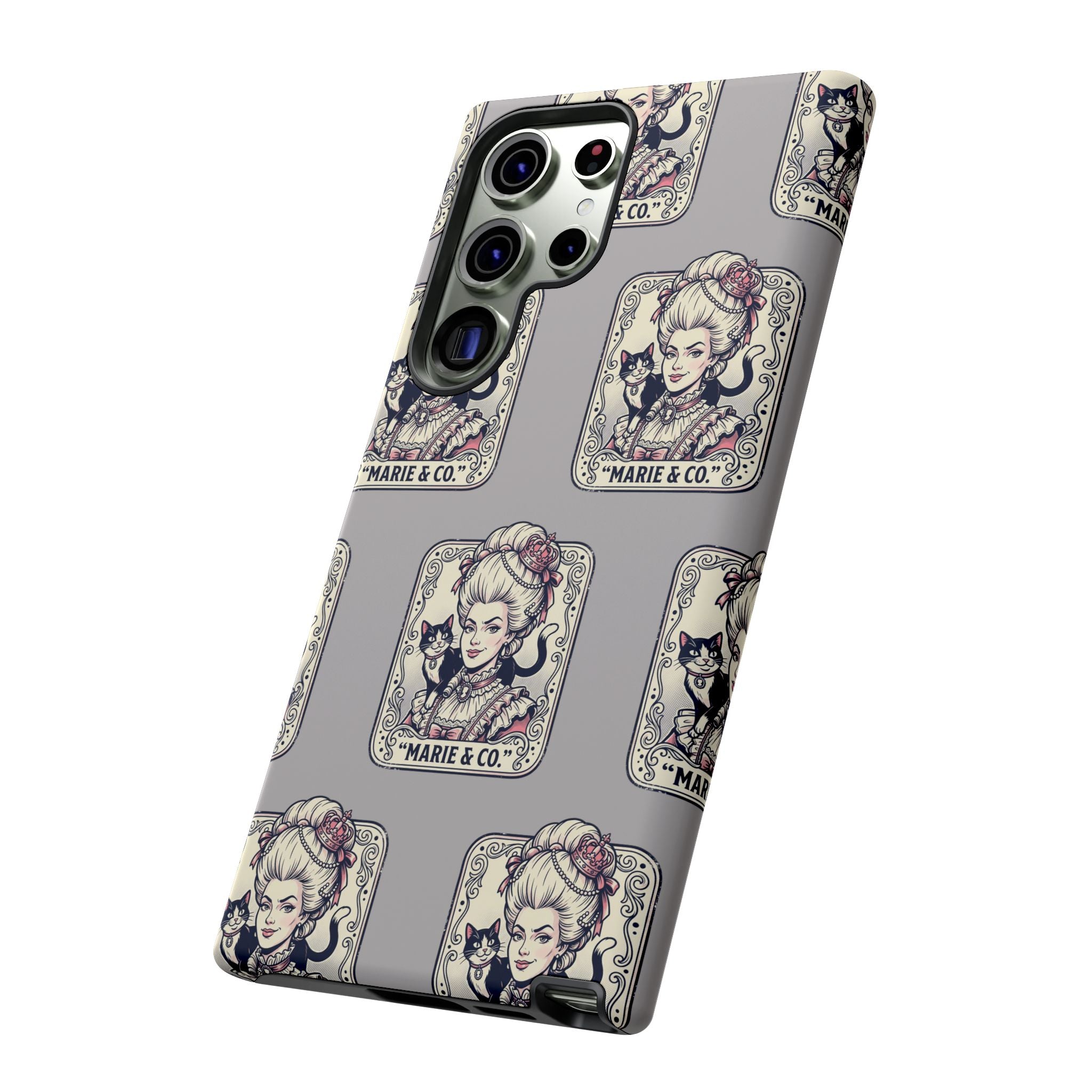 Marie Antoinette & Cat Pattern Tough Phone Case