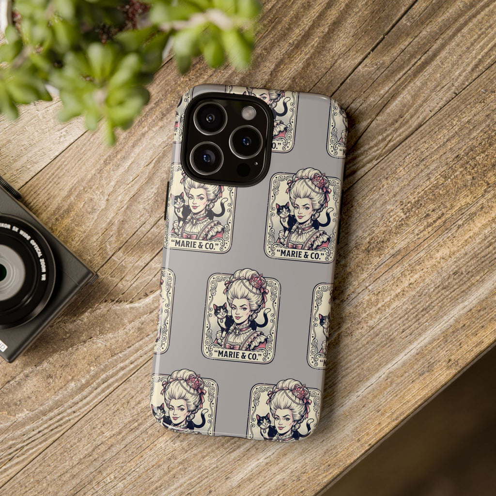 Marie Antoinette & Cat Pattern Tough Phone Case