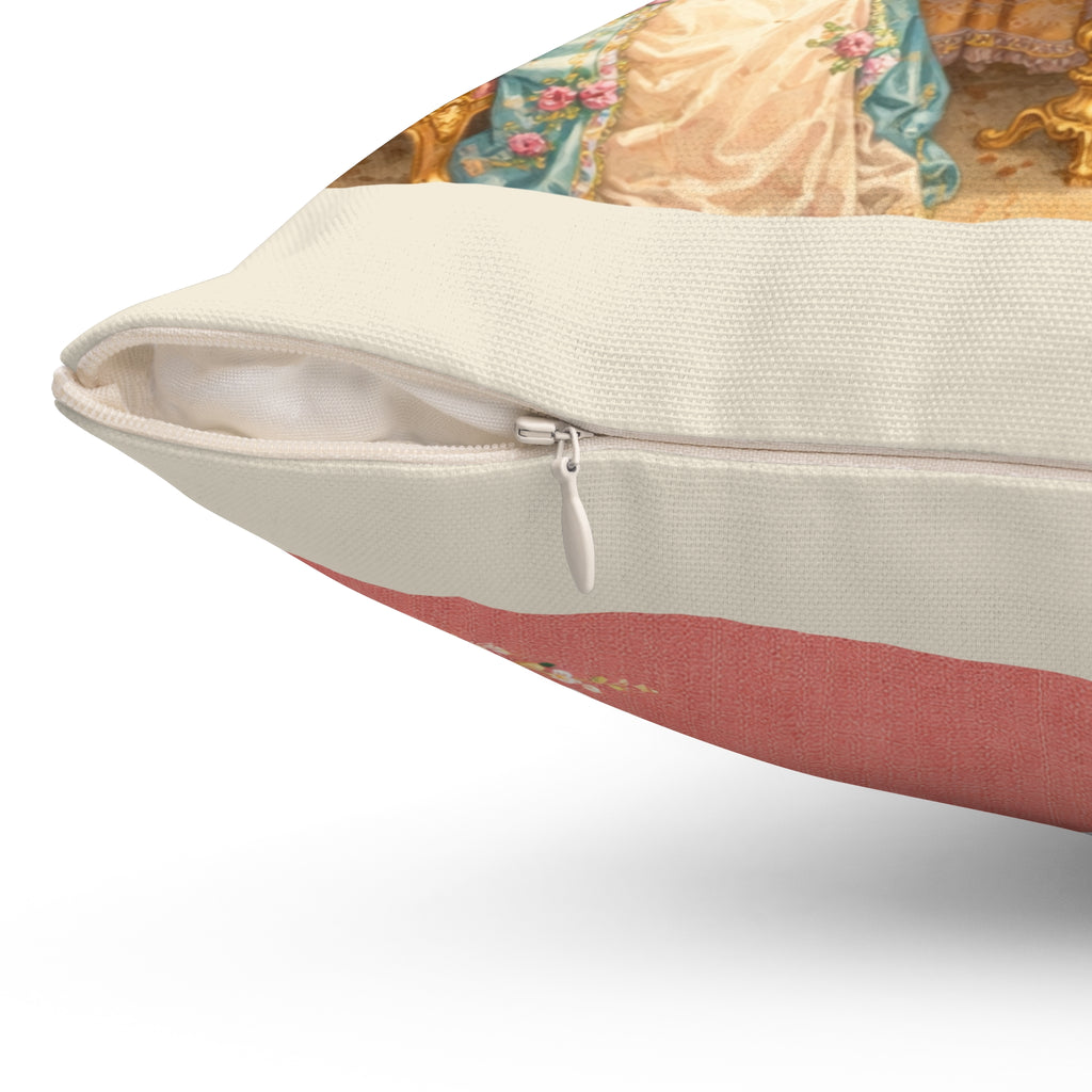 Versailles Cat Tea Party Decorative Pillow — "Purrhaps Tea in the Garden?" - Zipper  View