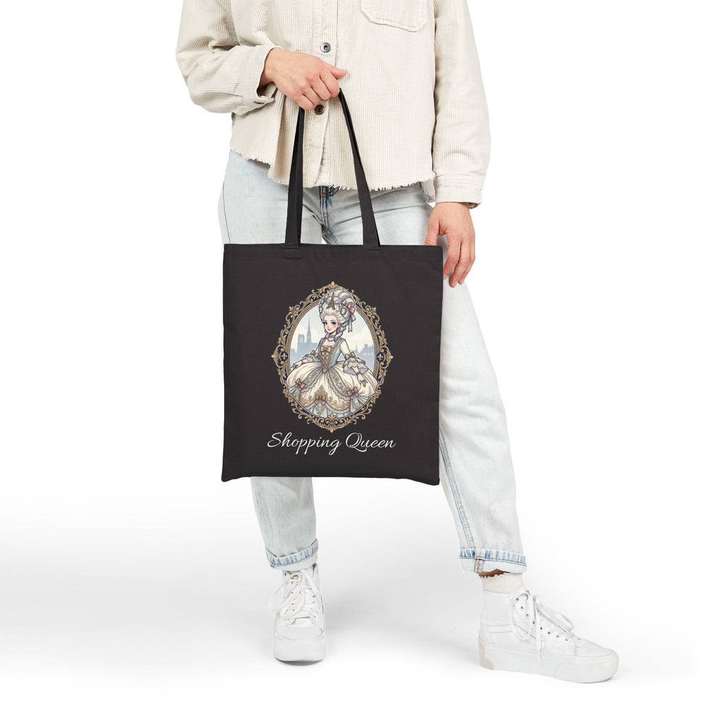 Shopping Queen Illustration Tote Bag | 18th Century Rococo Lady Portrait