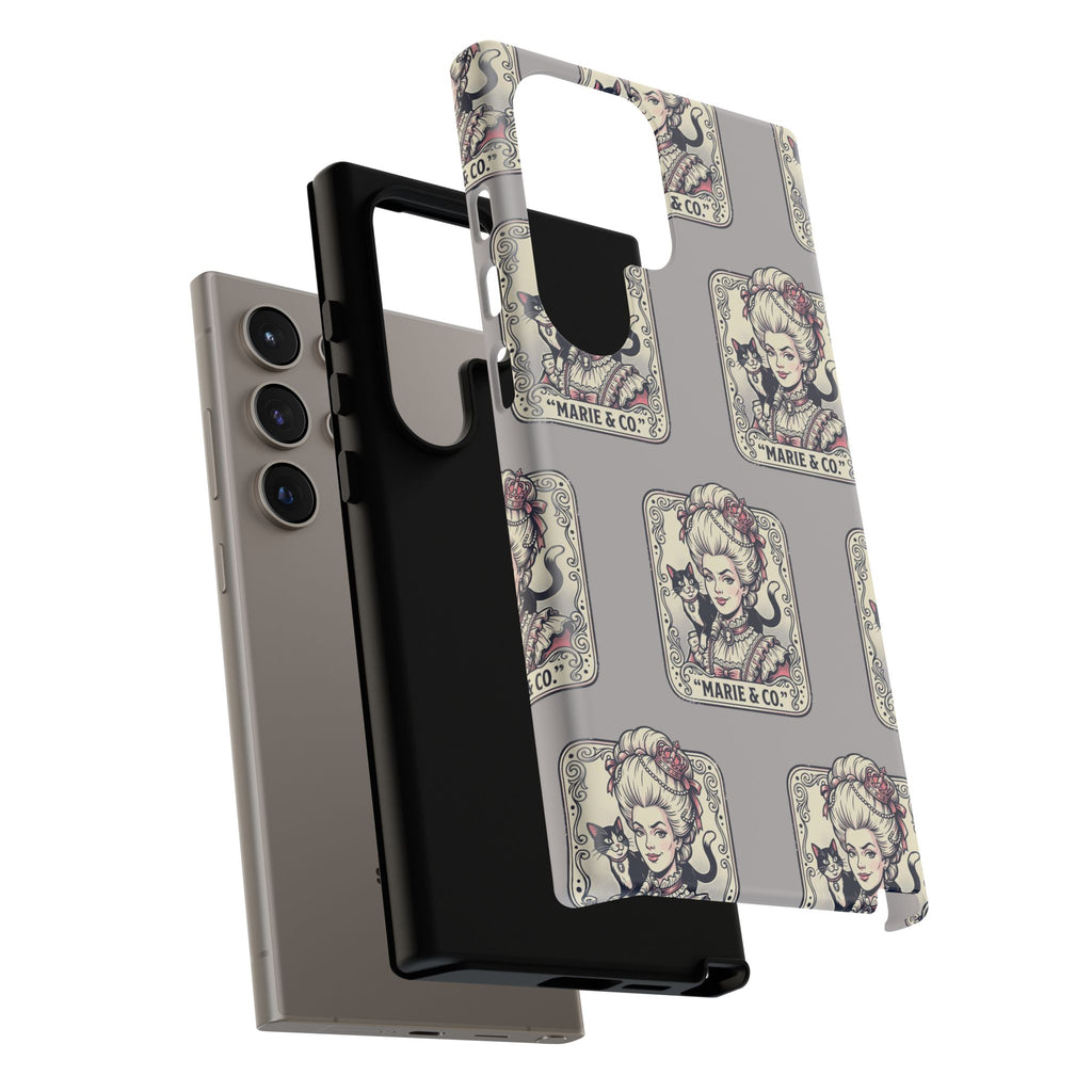 Marie Antoinette & Cat Pattern Tough Phone Case