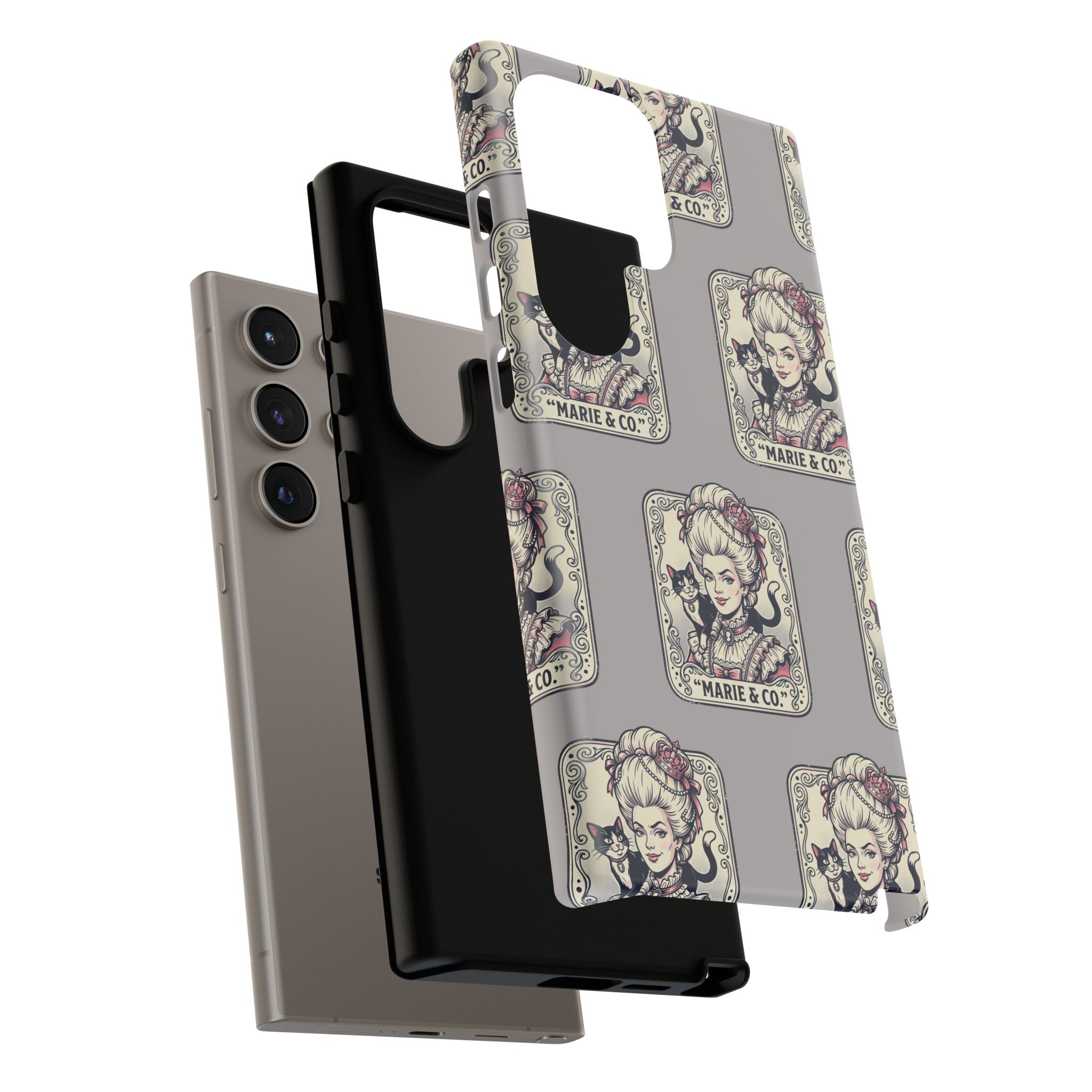 Marie Antoinette & Cat Pattern Tough Phone Case