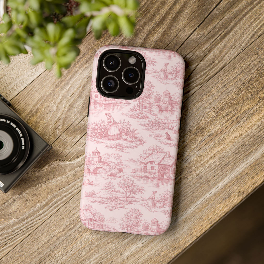 Le Hameau Pink Toile Phone Case — The Queen's Hamlet Pattern Tough Protective Case