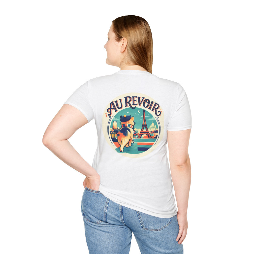 Bonjour Au Revoir Cat Paris T-Shirt White | Cute French Kitty T-Shirt