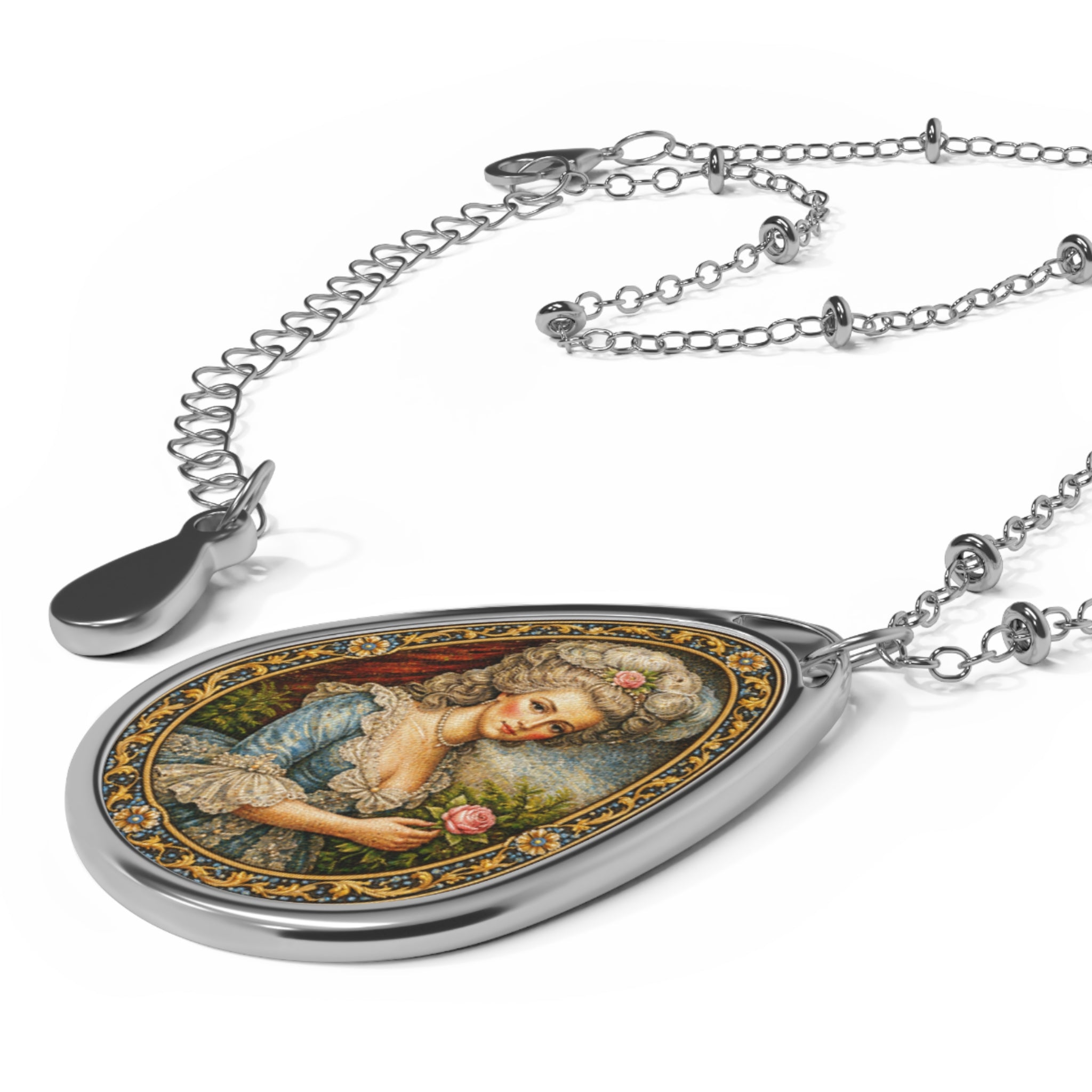 Oval Portrait Necklace — Marie Antoinette Teardrop Pendant