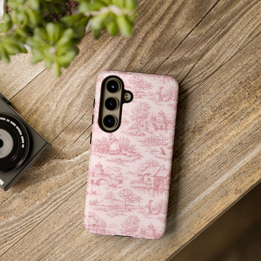 Le Hameau Pink Toile Phone Case — The Queen's Hamlet Pattern Tough Protective Case