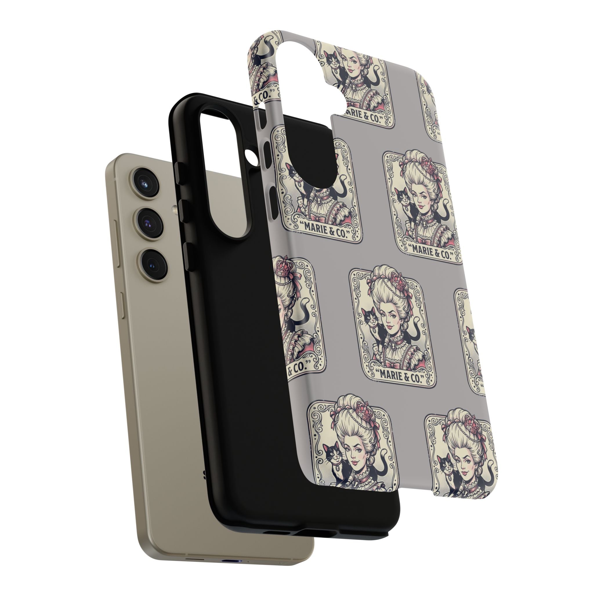 Marie Antoinette & Cat Pattern Tough Phone Case
