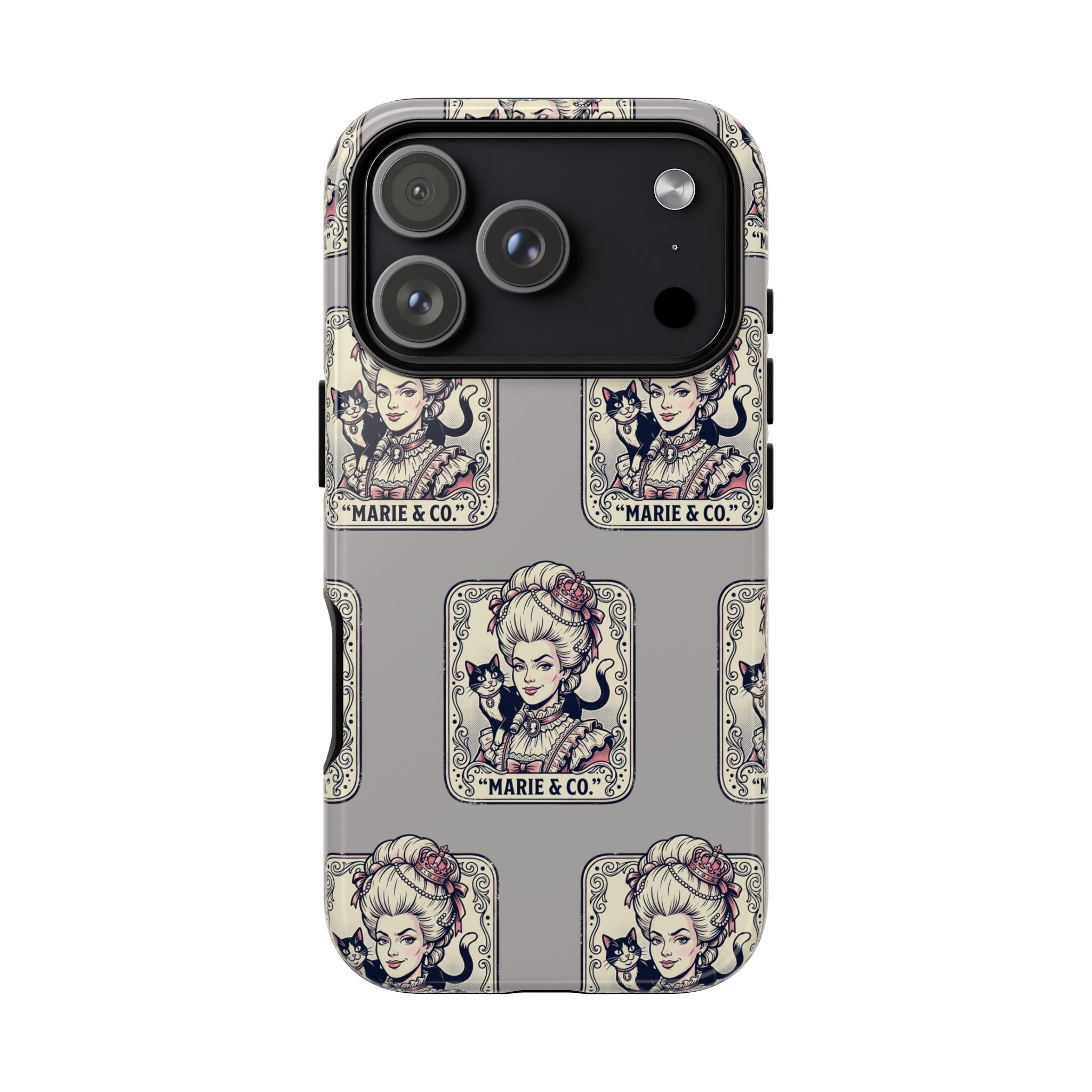 Marie Antoinette & Cat Pattern Tough Phone Case