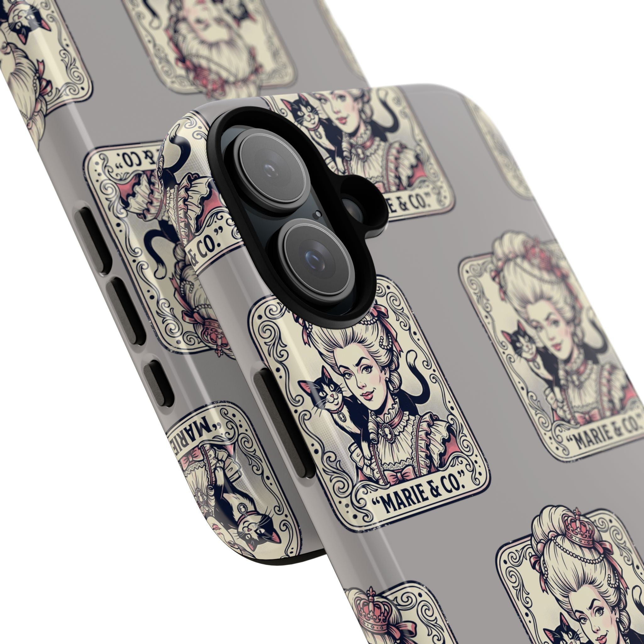 Marie Antoinette & Cat Pattern Tough Phone Case