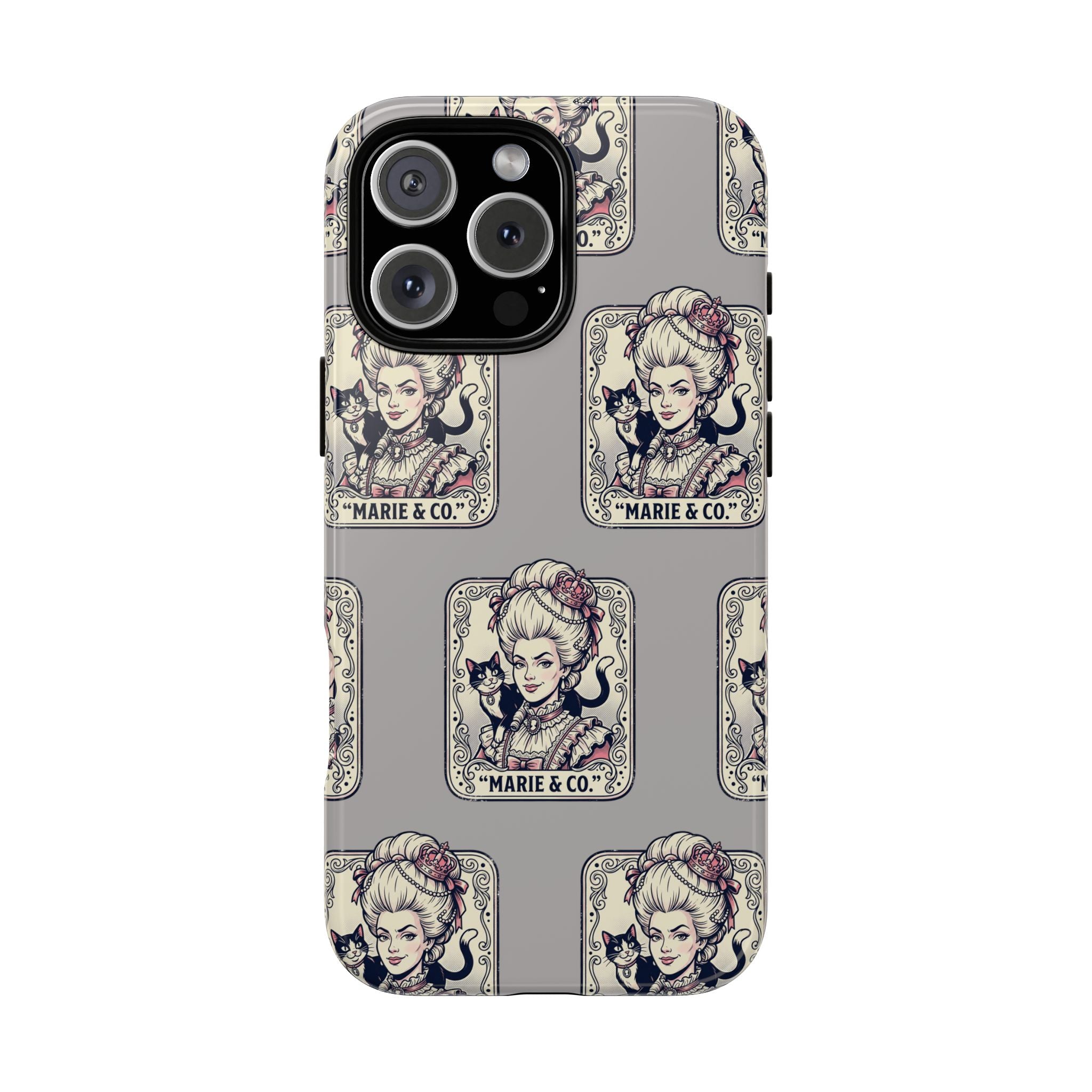 Marie Antoinette & Cat Pattern Tough Phone Case