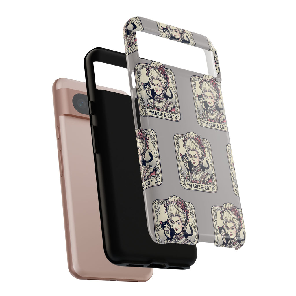 Marie Antoinette & Cat Pattern Tough Phone Case