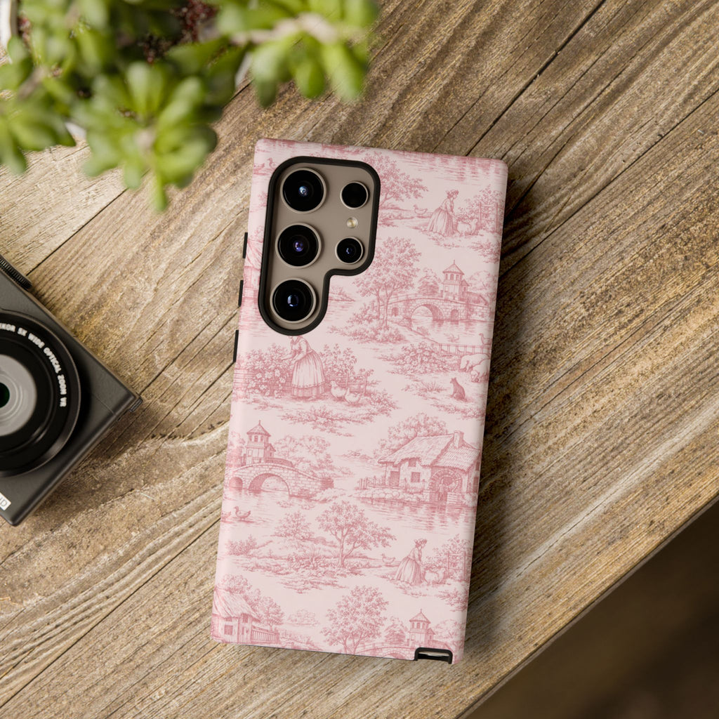 Le Hameau Pink Toile Phone Case — The Queen's Hamlet Pattern Tough Protective Case