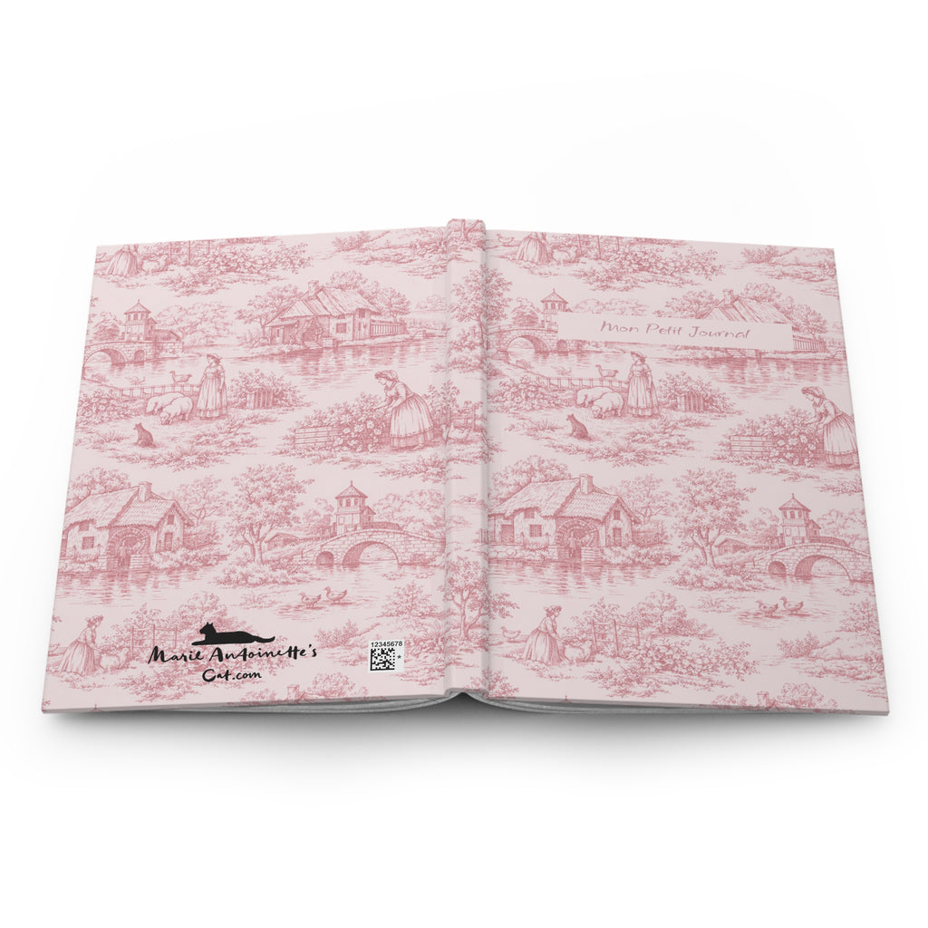 Pink Toile Hardcover Journal — 'Mon Petit Journal' Le Hameau de la Reine Notebook