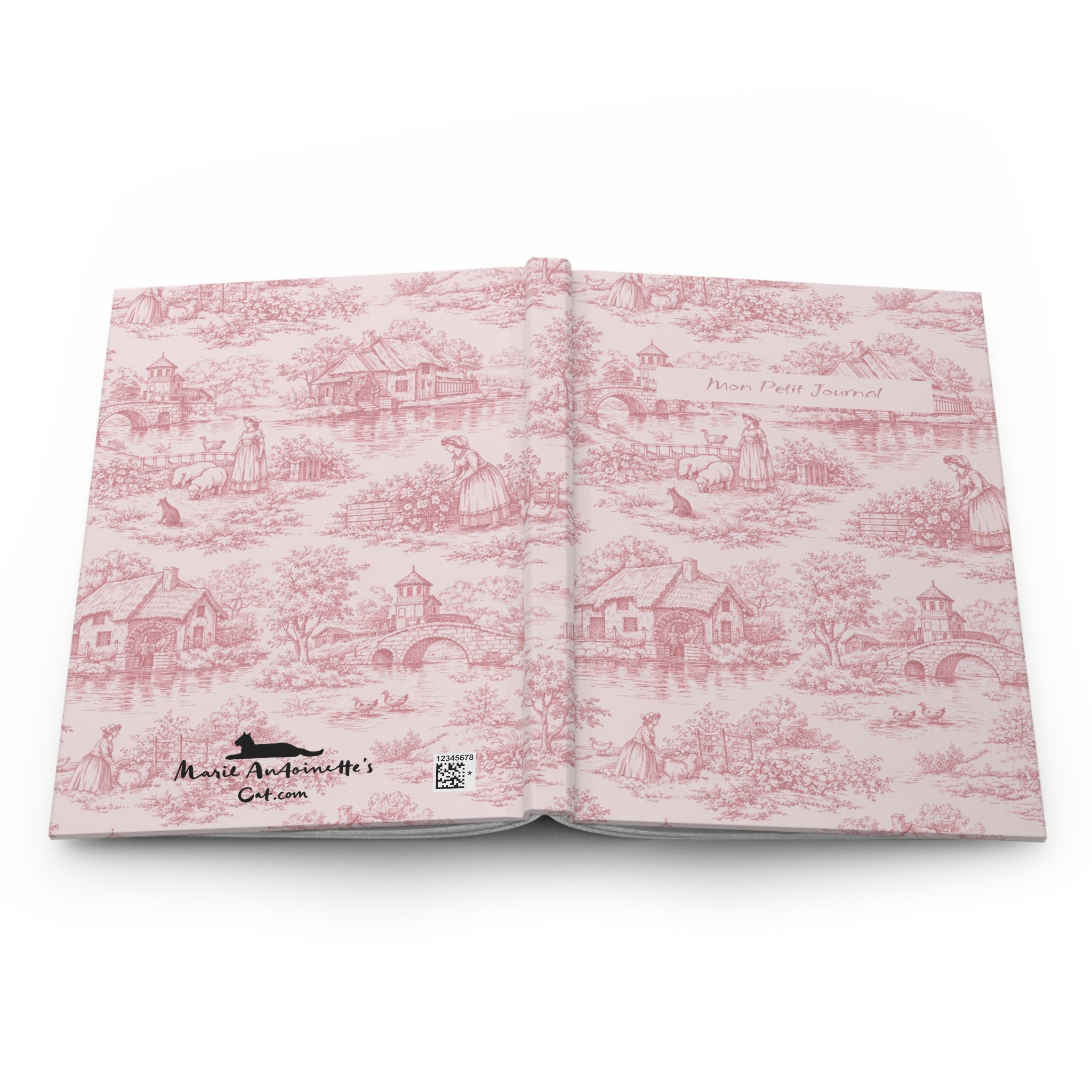 Pink Toile Hardcover Journal — 'Mon Petit Journal' Le Hameau de la Reine Notebook