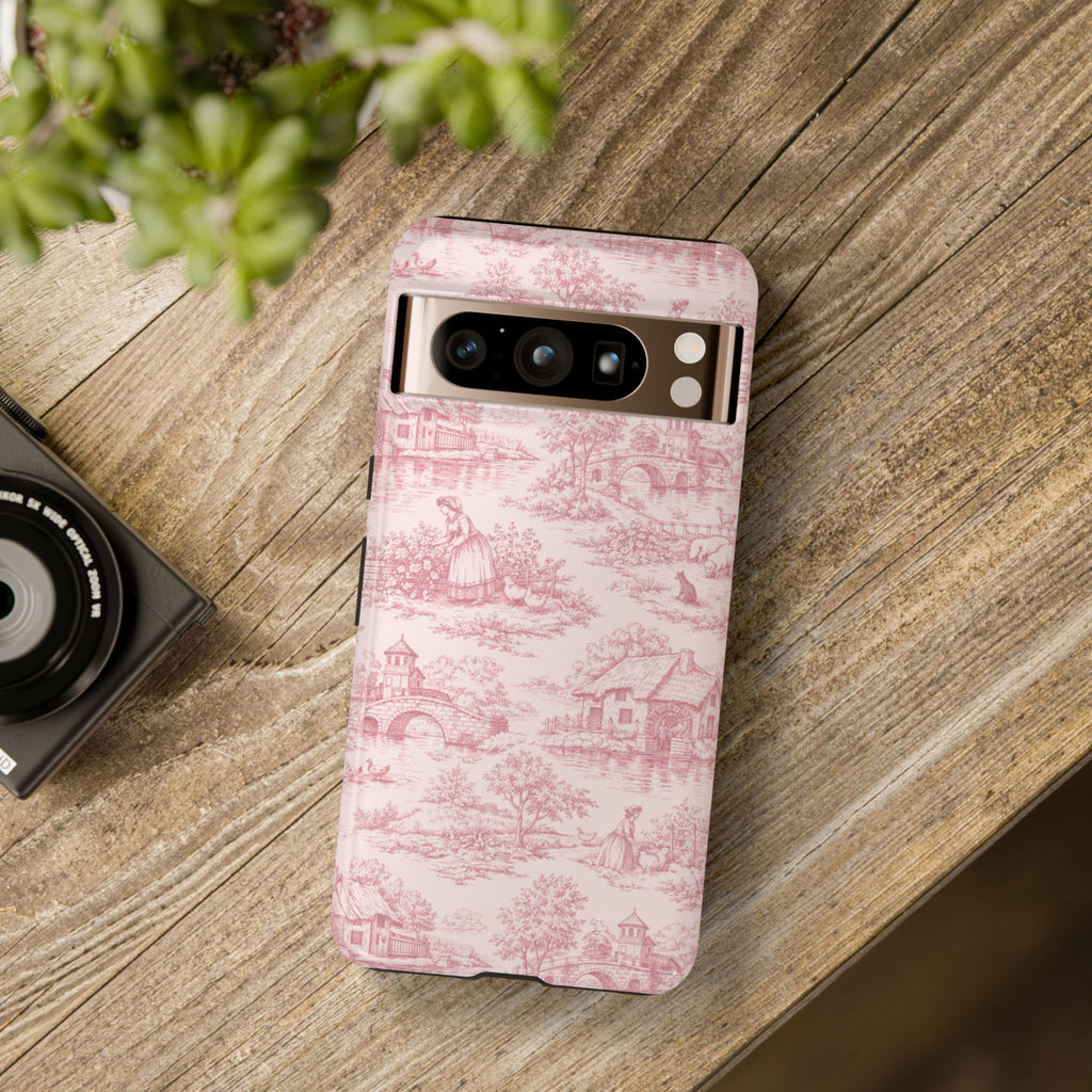 Le Hameau Pink Toile Phone Case — The Queen's Hamlet Pattern Tough Protective Case