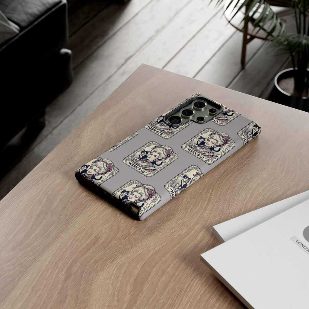 Marie Antoinette & Cat Pattern Tough Phone Case
