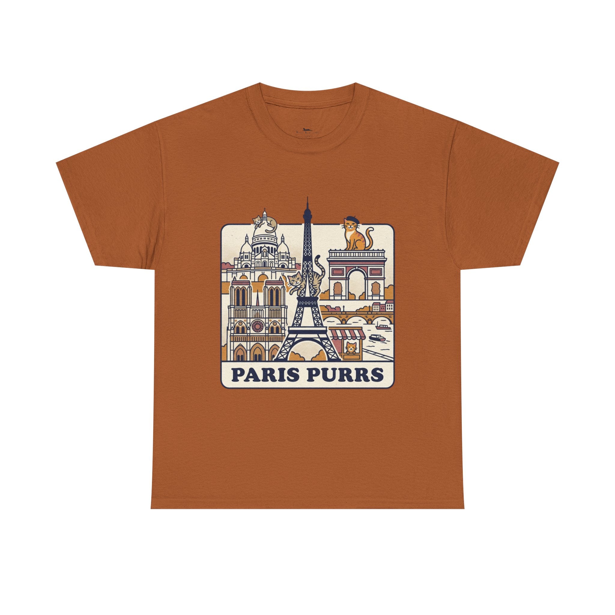 Paris Purrs Tee | Eiffel Tower Cat Illustration, Paris Landmarks Shirt