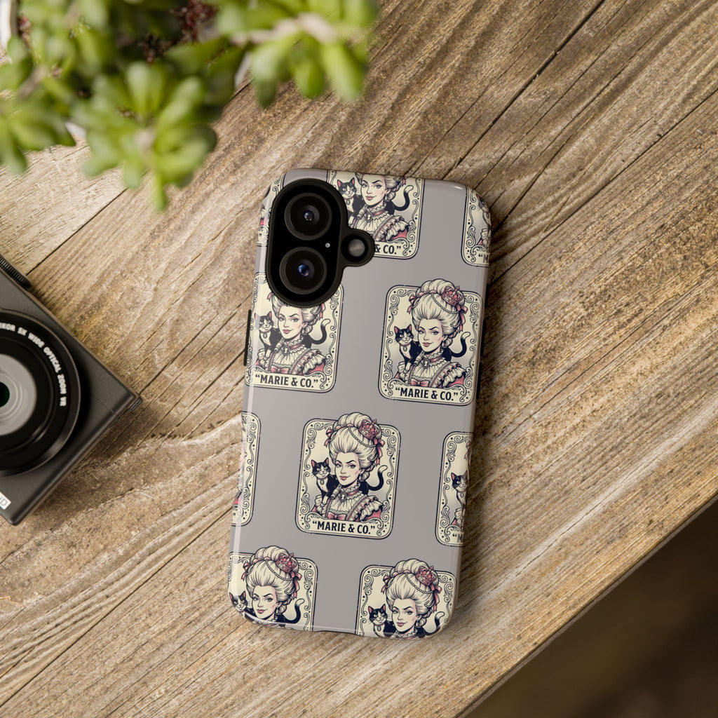 Marie Antoinette & Cat Pattern Tough Phone Case