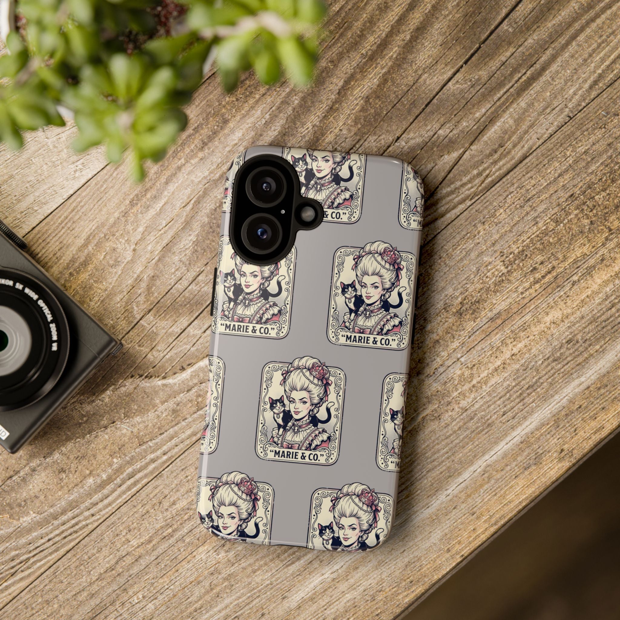 Marie Antoinette & Cat Pattern Tough Phone Case