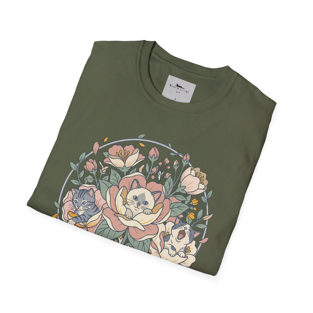 Floral Kitten Bouquet T-shirt — Blooming Kittens Women’s Cotton Tee