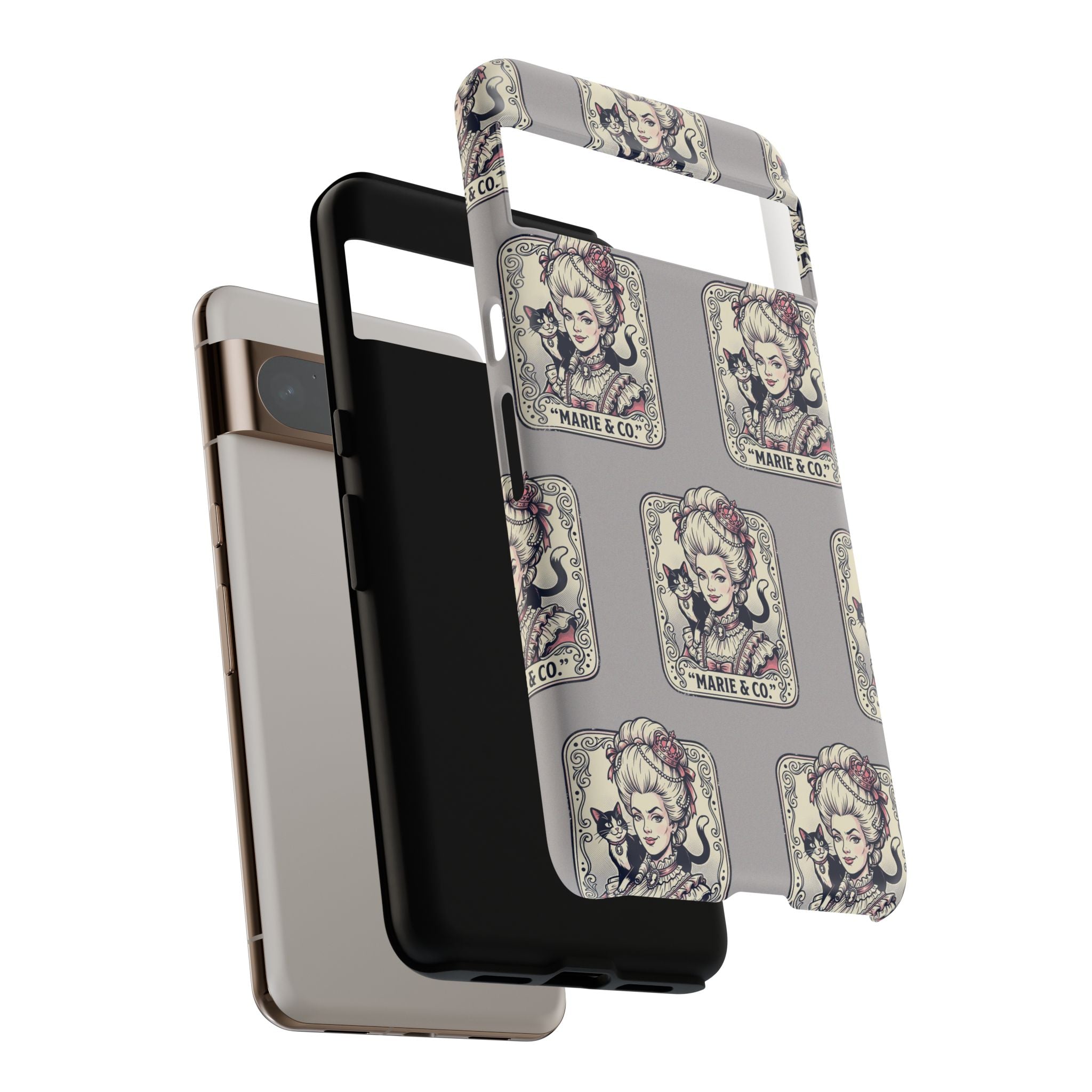 Marie Antoinette & Cat Pattern Tough Phone Case