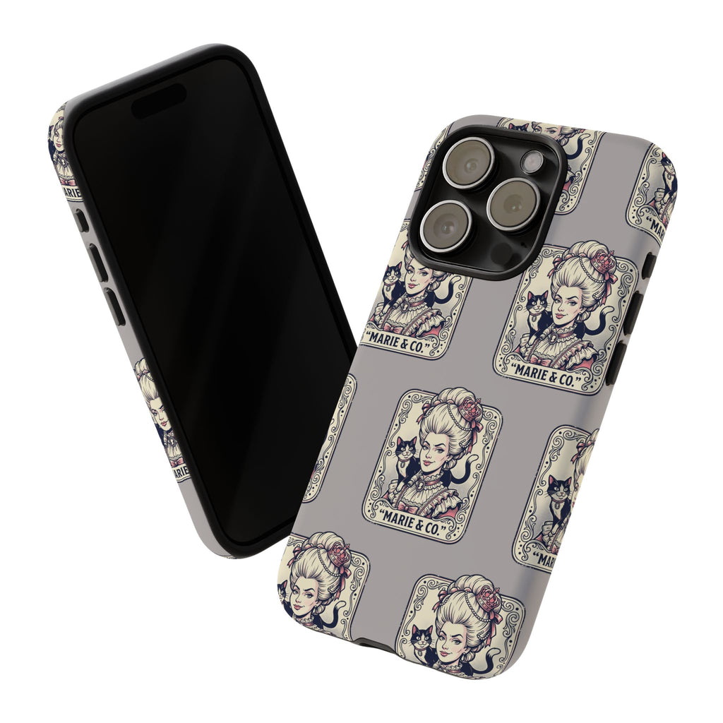 Marie Antoinette & Cat Pattern Tough Phone Case