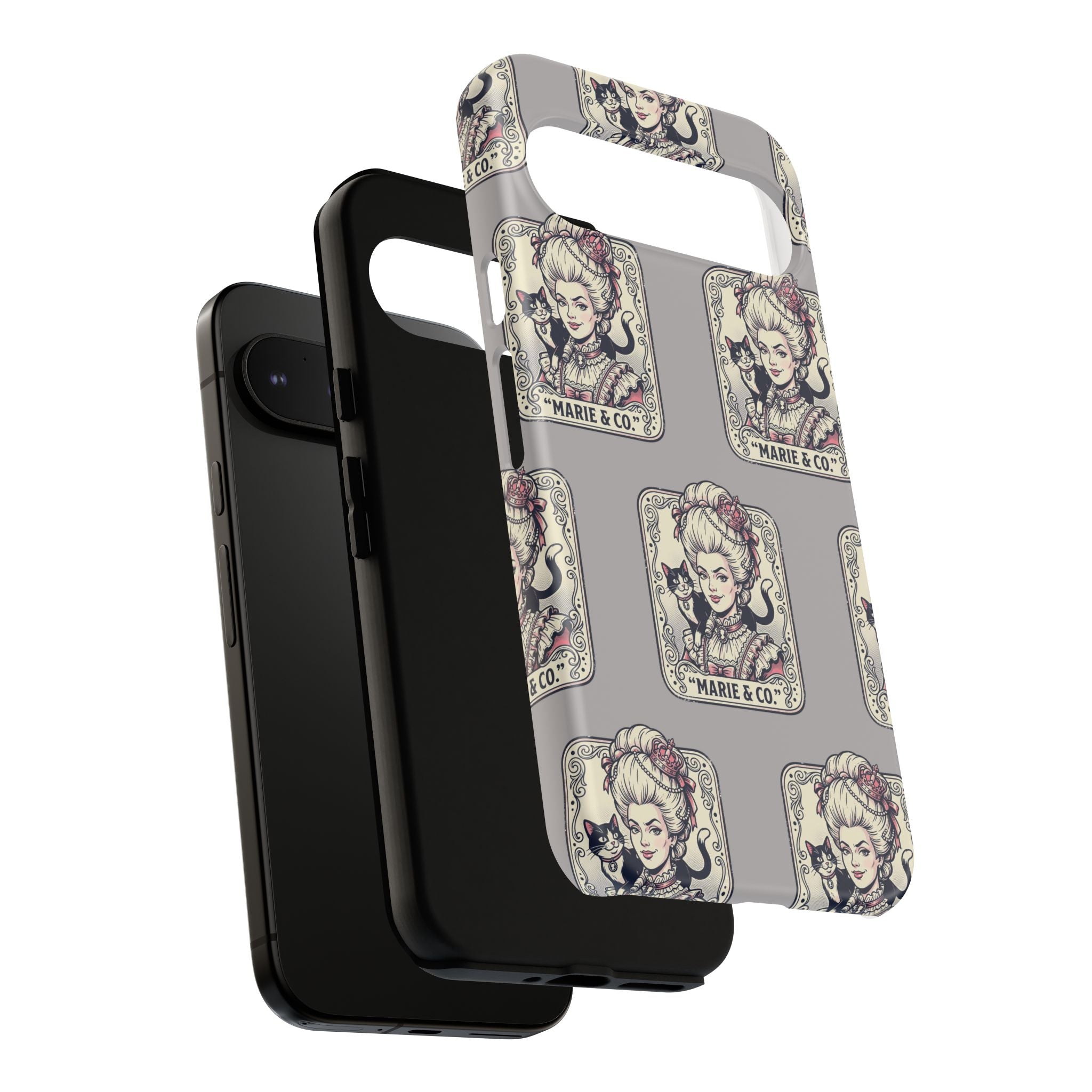 Marie Antoinette & Cat Pattern Tough Phone Case