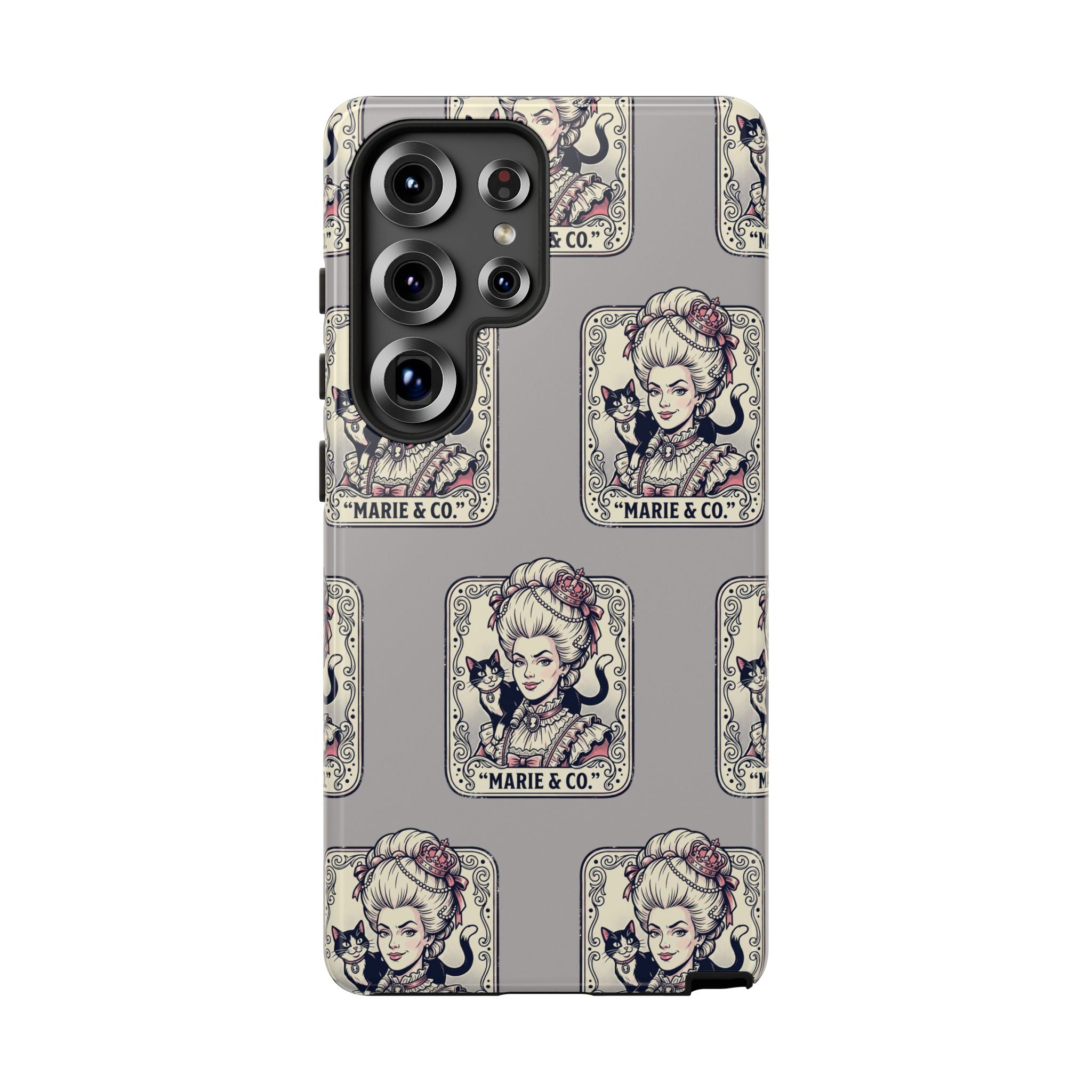 Marie Antoinette & Cat Pattern Tough Phone Case