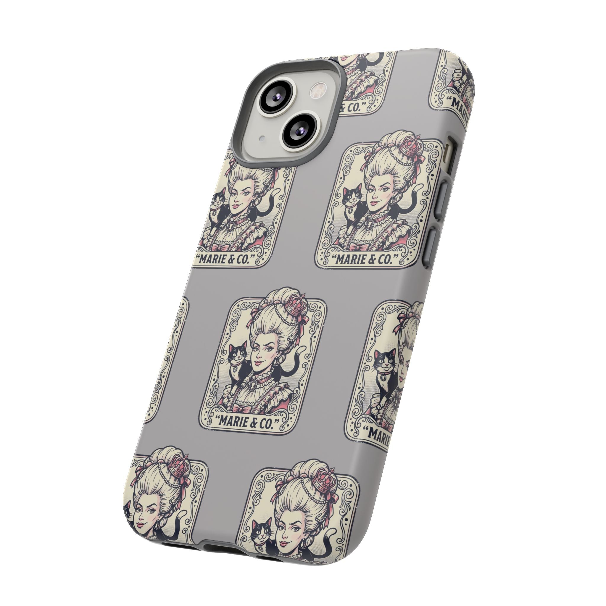 Marie Antoinette & Cat Pattern Tough Phone Case