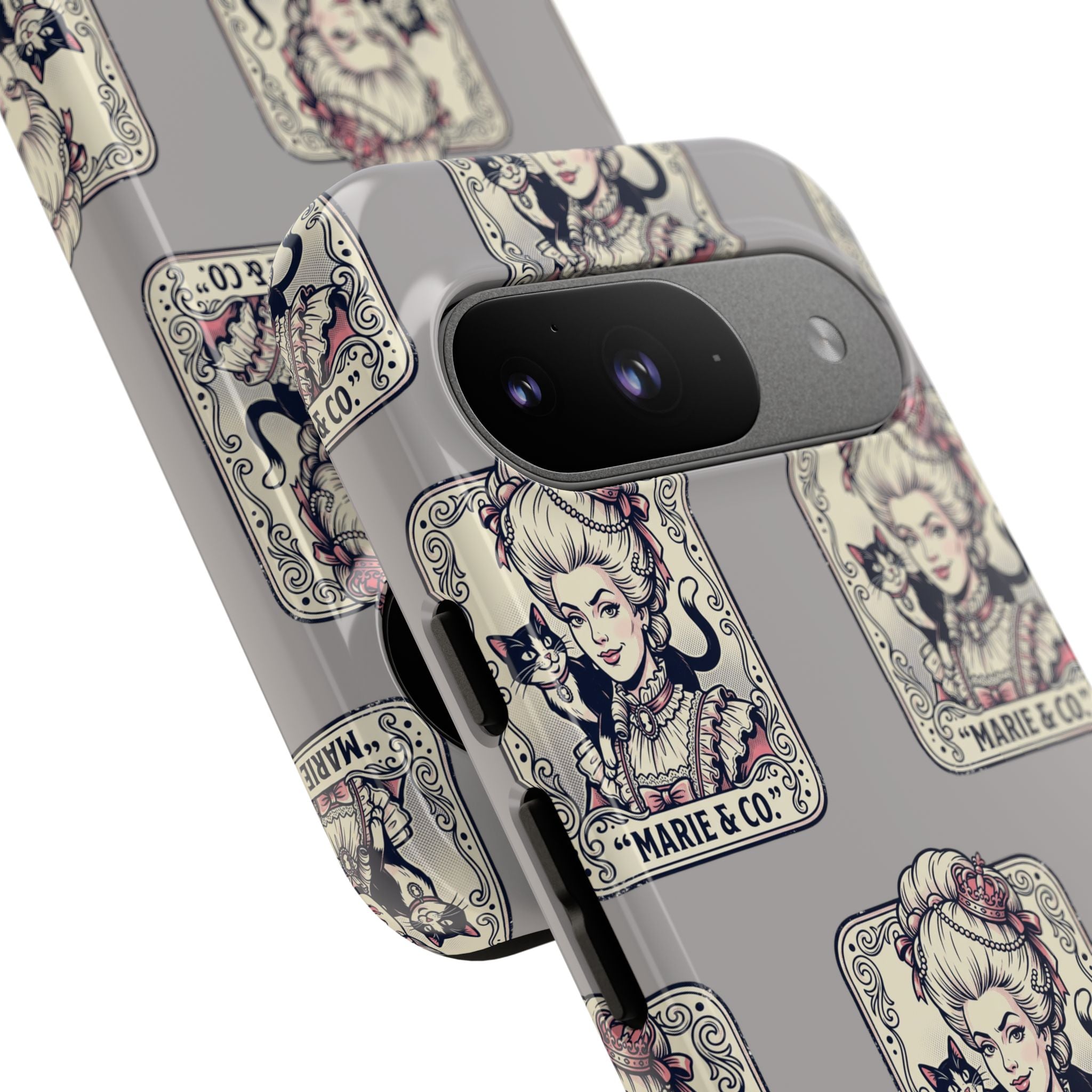 Marie Antoinette & Cat Pattern Tough Phone Case