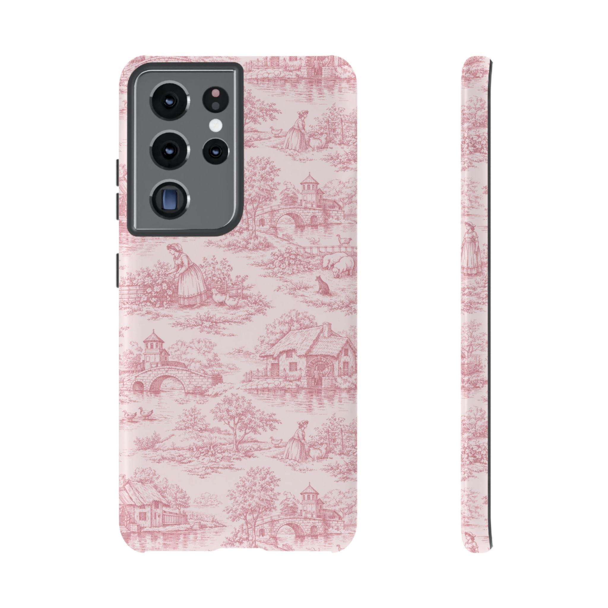 Le Hameau Pink Toile Phone Case — The Queen's Hamlet Pattern Tough Protective Case