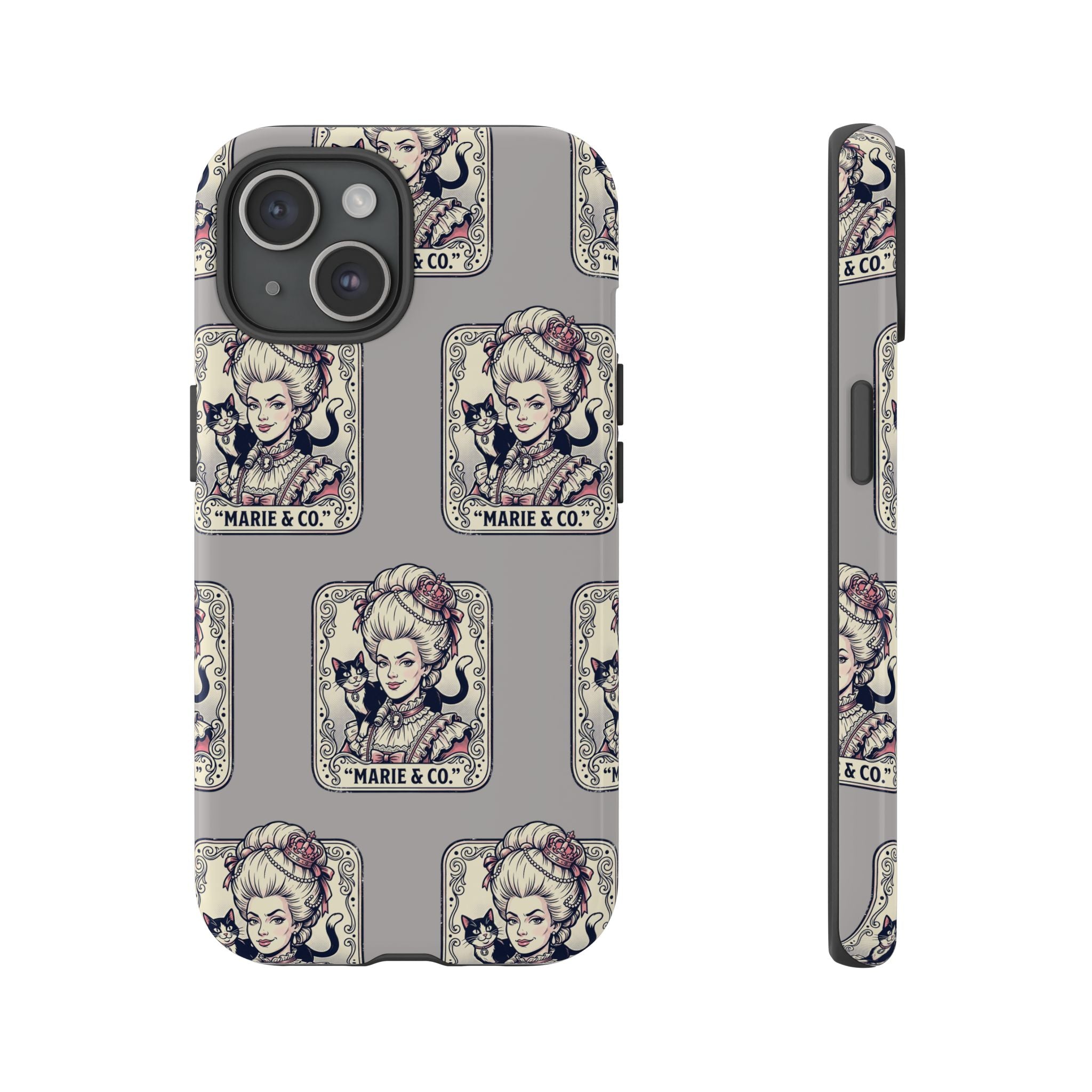 Marie Antoinette & Cat Pattern Tough Phone Case