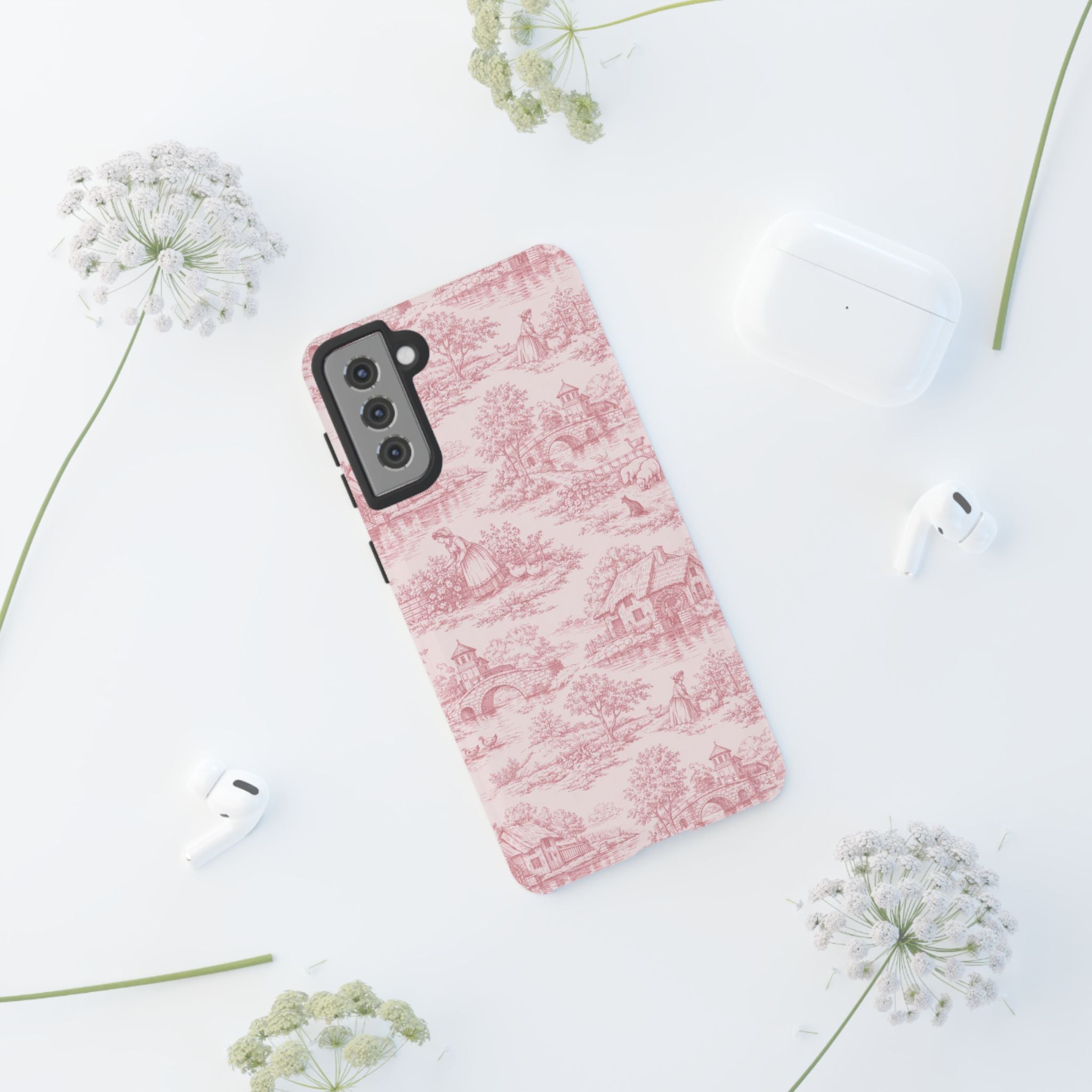 Le Hameau Pink Toile Phone Case — The Queen's Hamlet Pattern Tough Protective Case