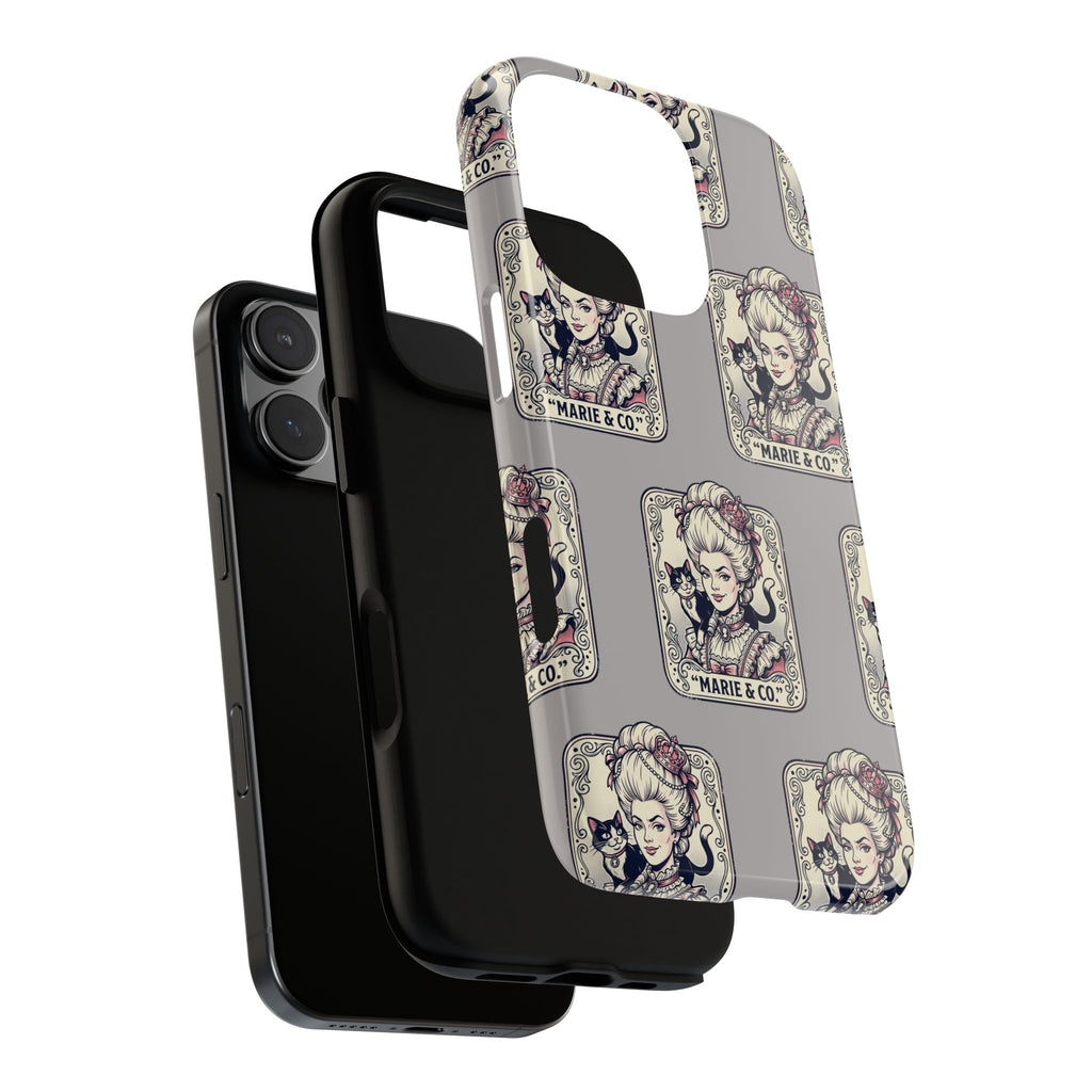 Marie Antoinette & Cat Pattern Tough Phone Case