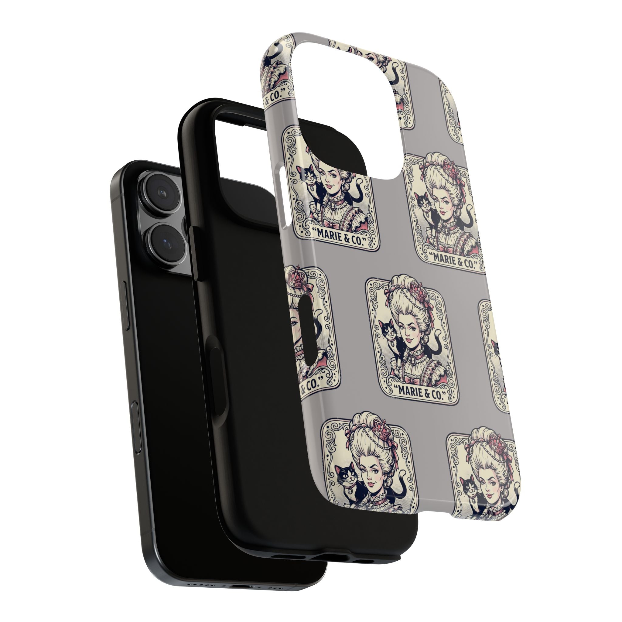 Marie Antoinette & Cat Pattern Tough Phone Case