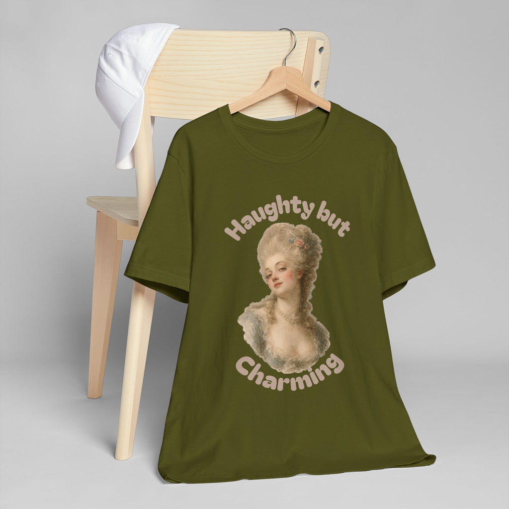 Haughty But Charming Vintage Portrait T-Shirt - Olive