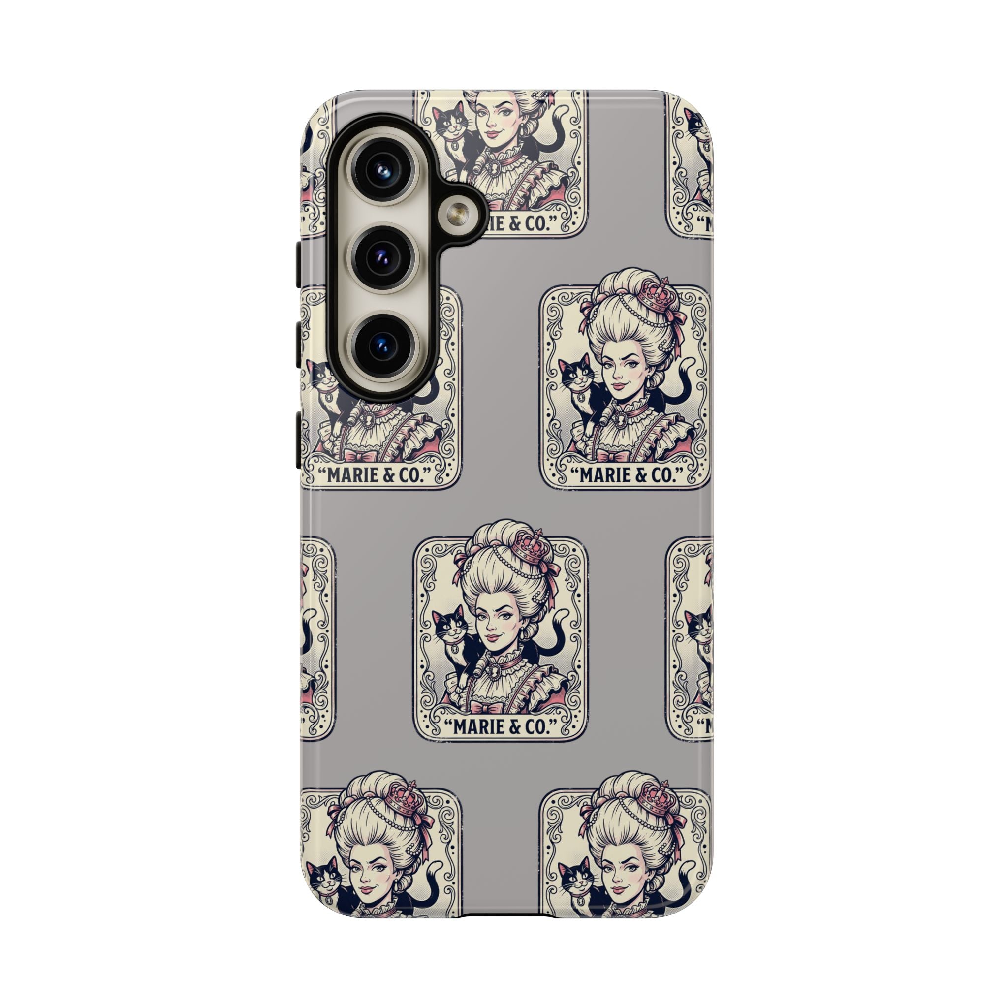 Marie Antoinette & Cat Pattern Tough Phone Case
