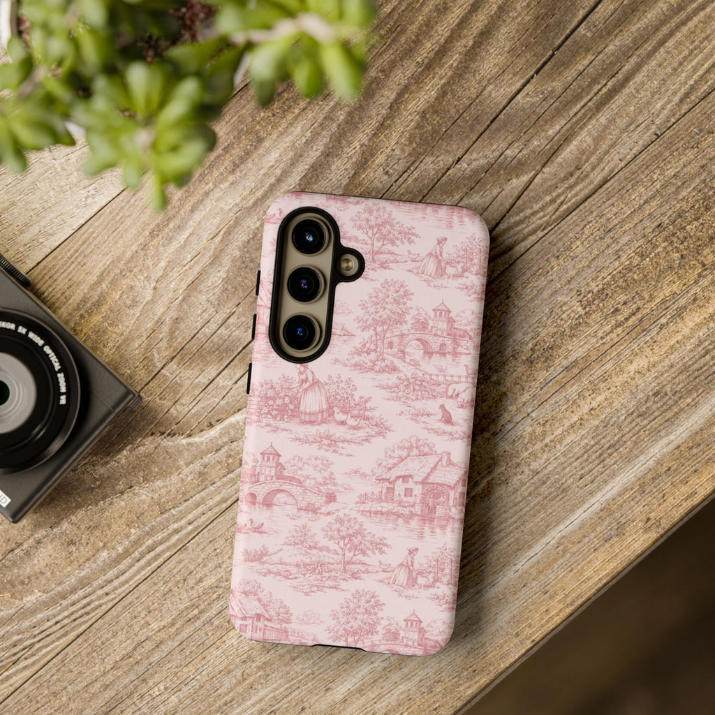 Le Hameau Pink Toile Phone Case — The Queen's Hamlet Pattern Tough Protective Case