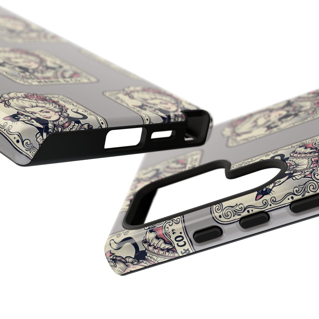 Marie Antoinette & Cat Pattern Tough Phone Case
