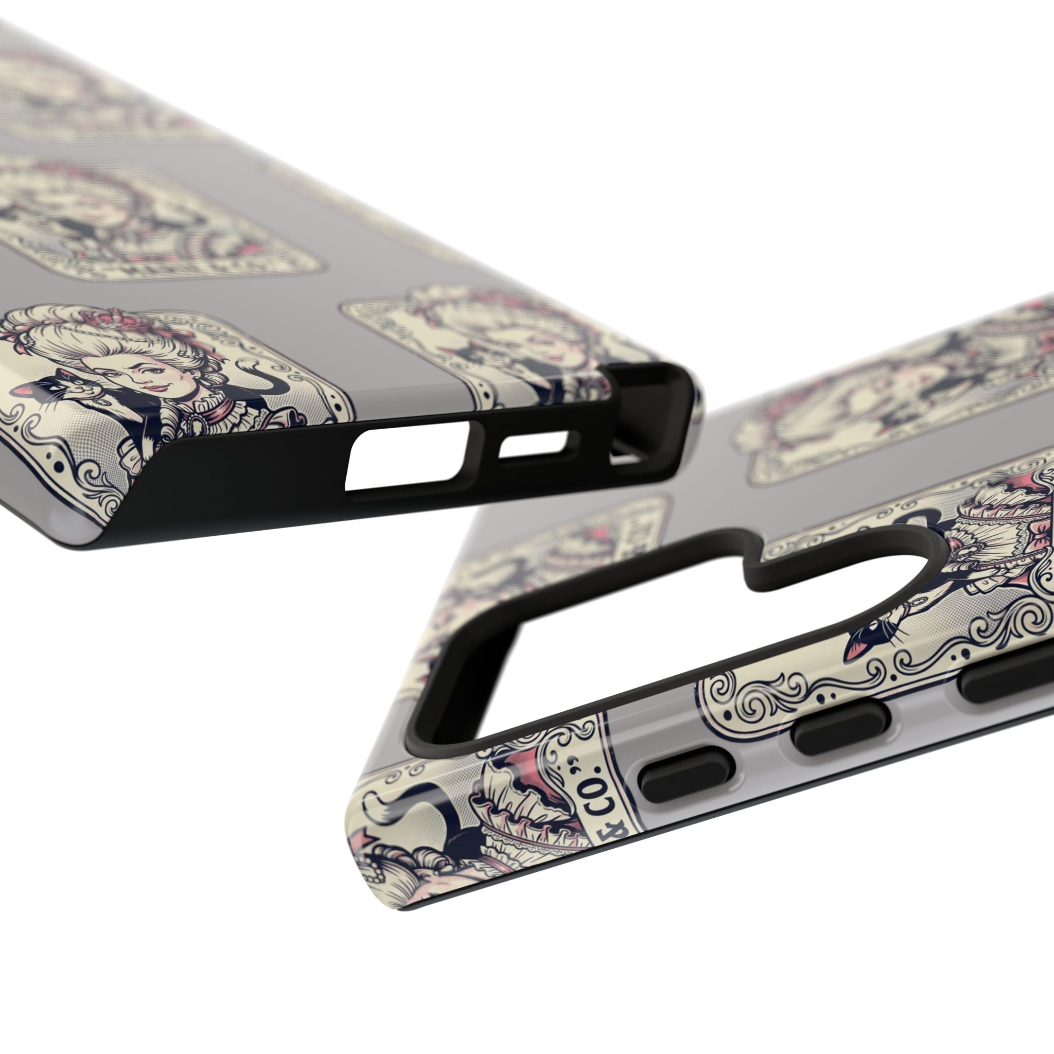 Marie Antoinette & Cat Pattern Tough Phone Case