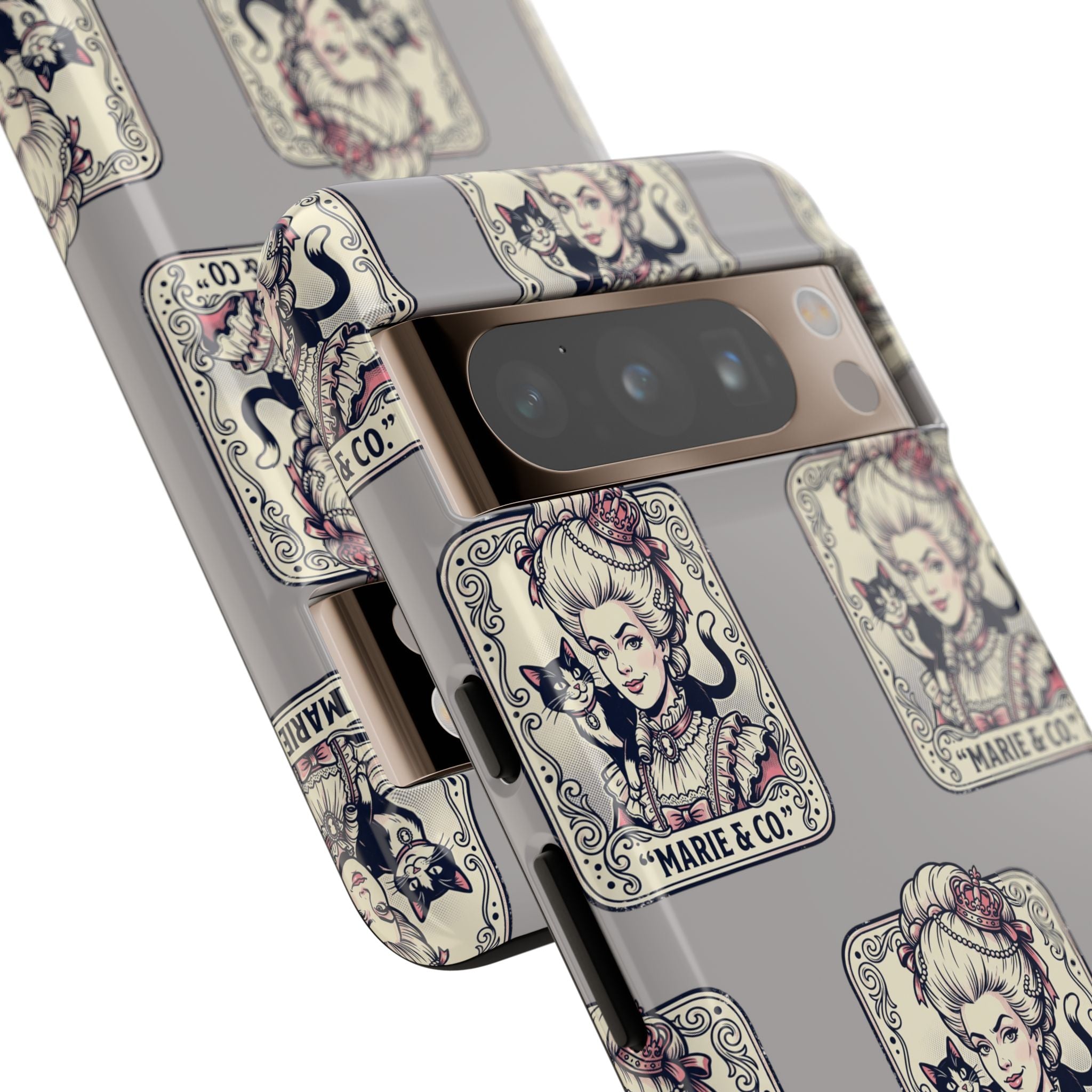 Marie Antoinette & Cat Pattern Tough Phone Case