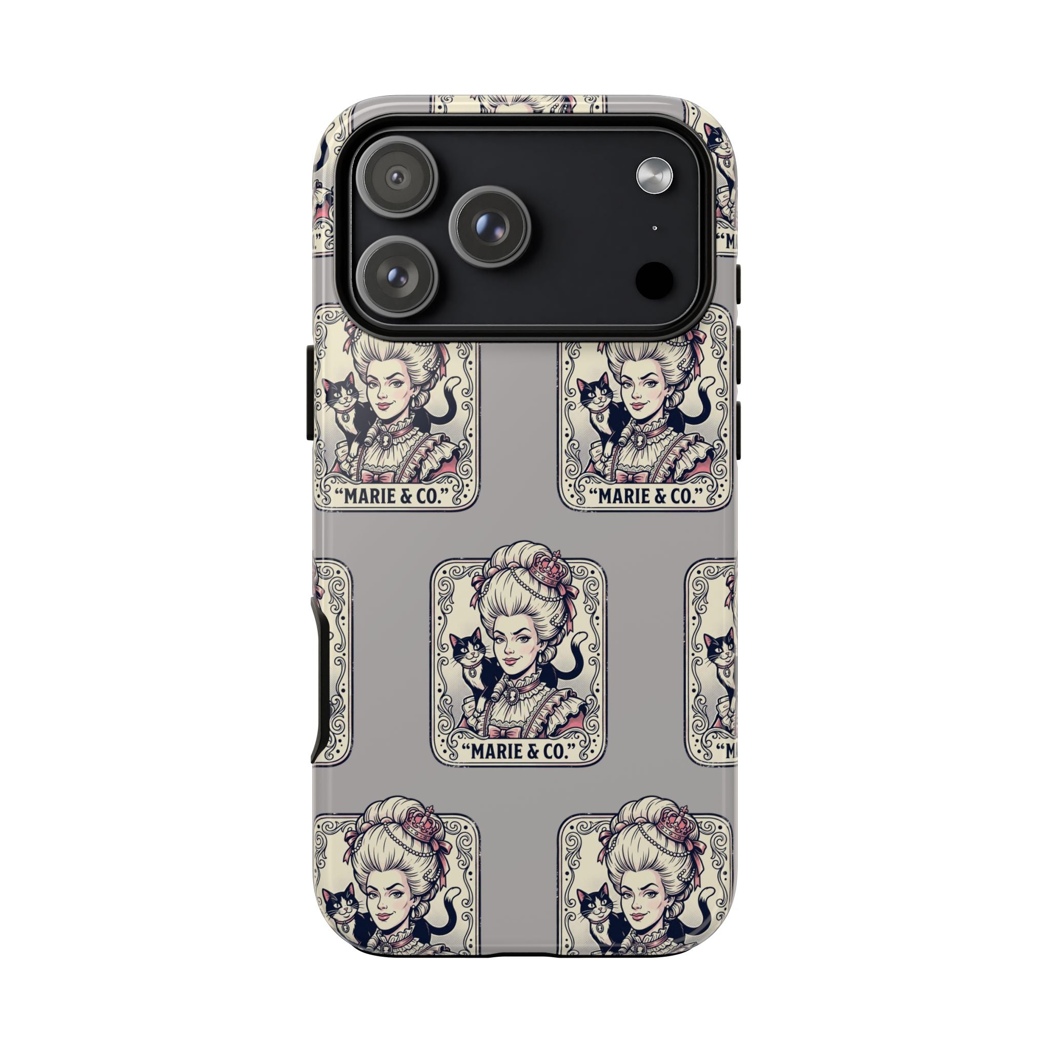 Marie Antoinette & Cat Pattern Tough Phone Case