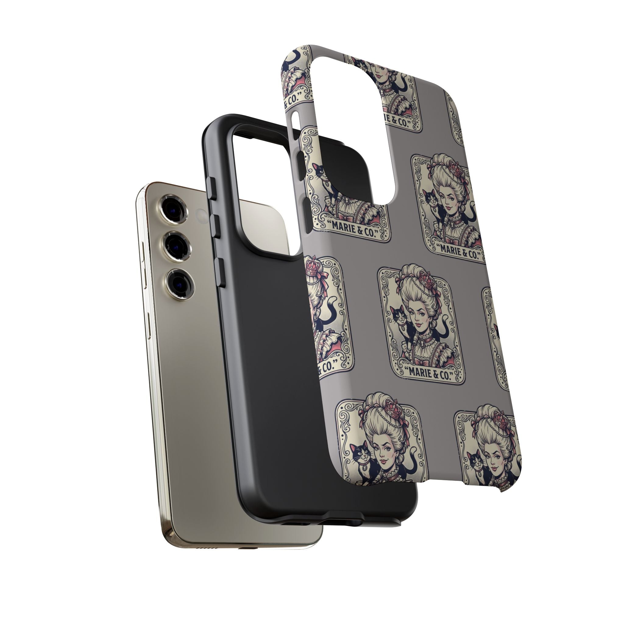 Marie Antoinette & Cat Pattern Tough Phone Case