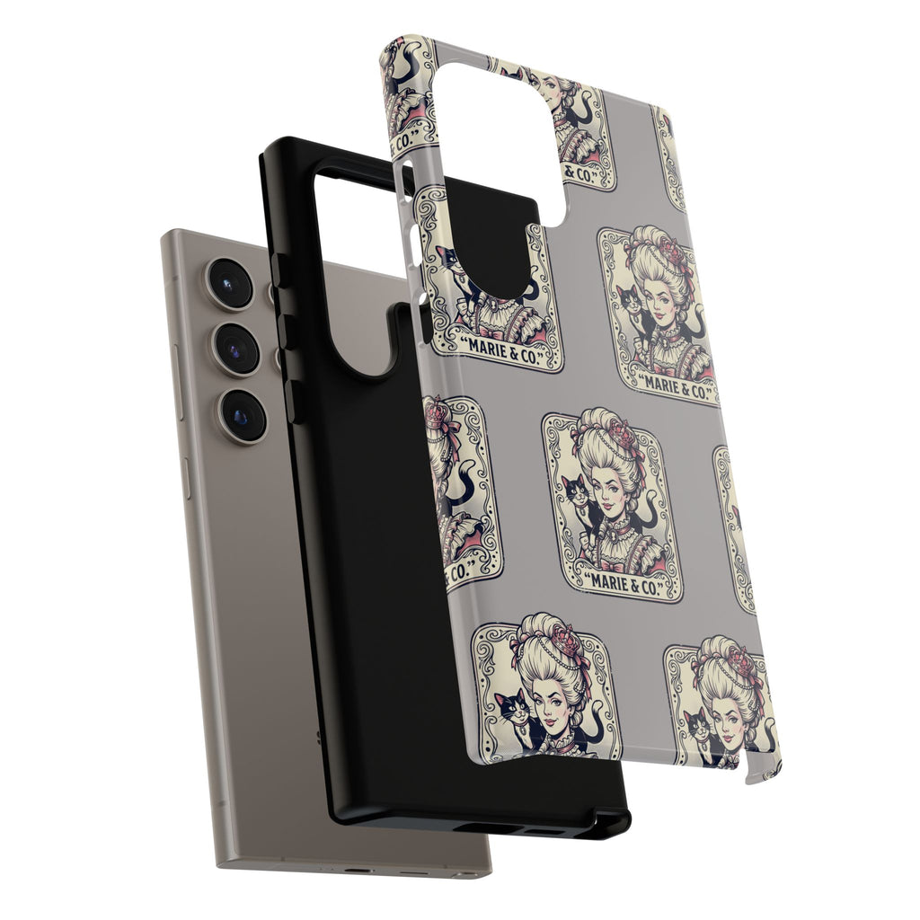 Marie Antoinette & Cat Pattern Tough Phone Case