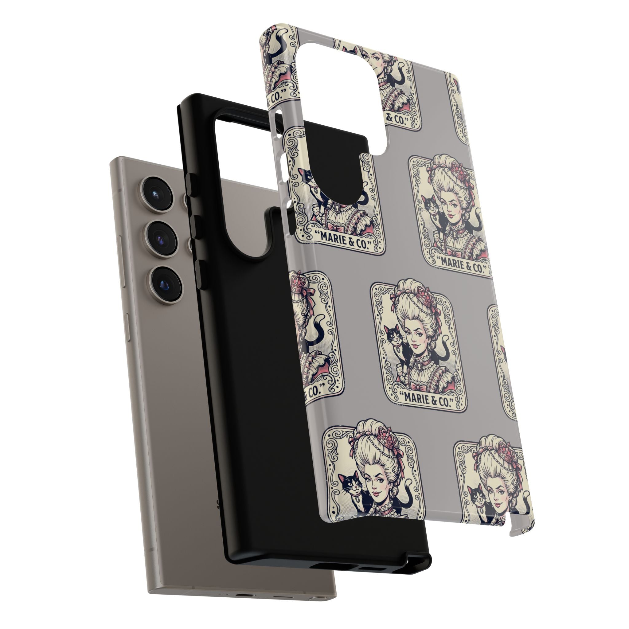Marie Antoinette & Cat Pattern Tough Phone Case