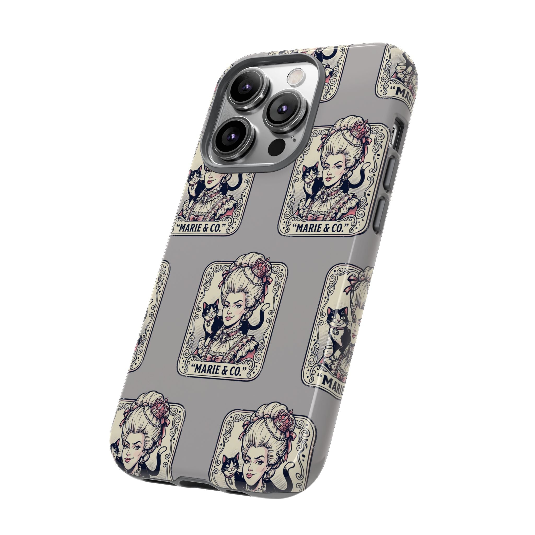 Marie Antoinette & Cat Pattern Tough Phone Case