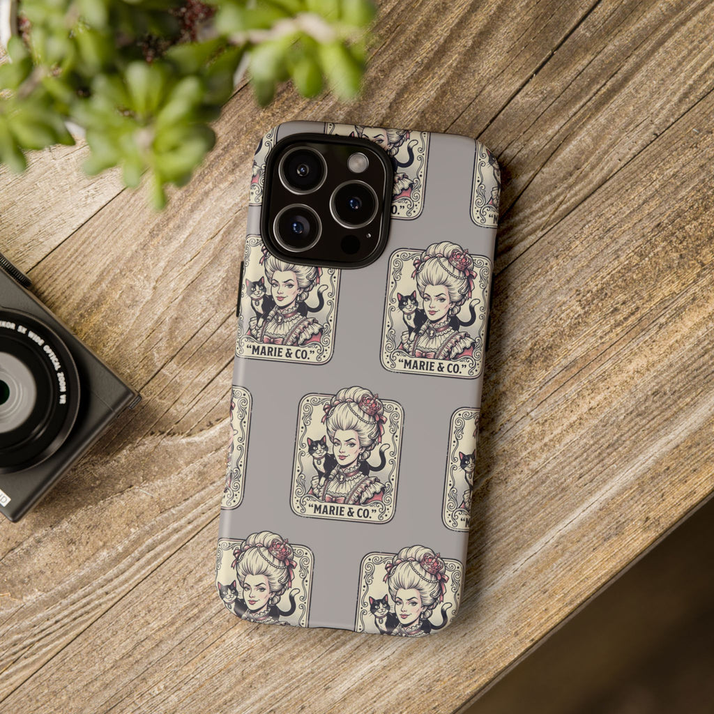Marie Antoinette & Cat Pattern Tough Phone Case
