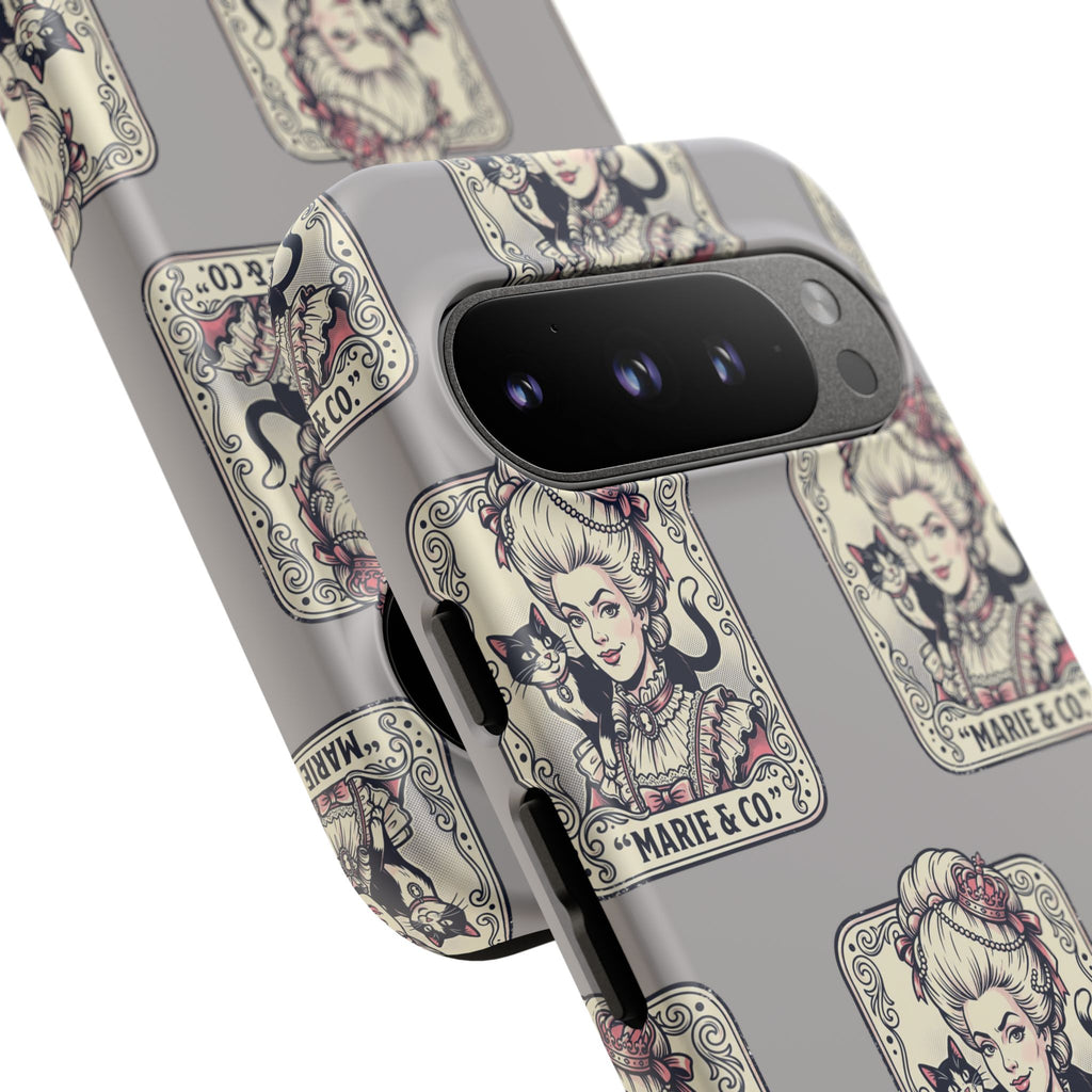 Marie Antoinette & Cat Pattern Tough Phone Case