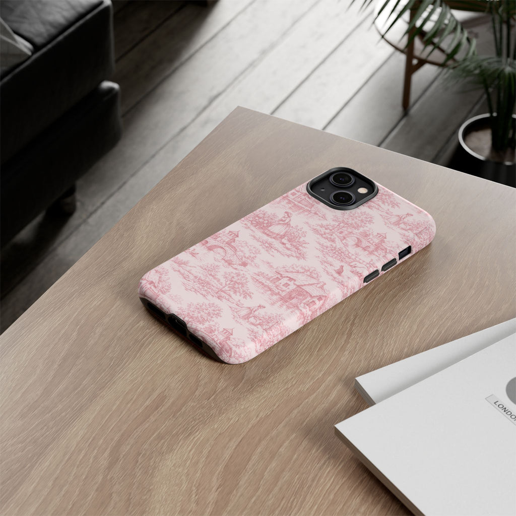 Le Hameau Pink Toile Phone Case — The Queen's Hamlet Pattern Tough Protective Case